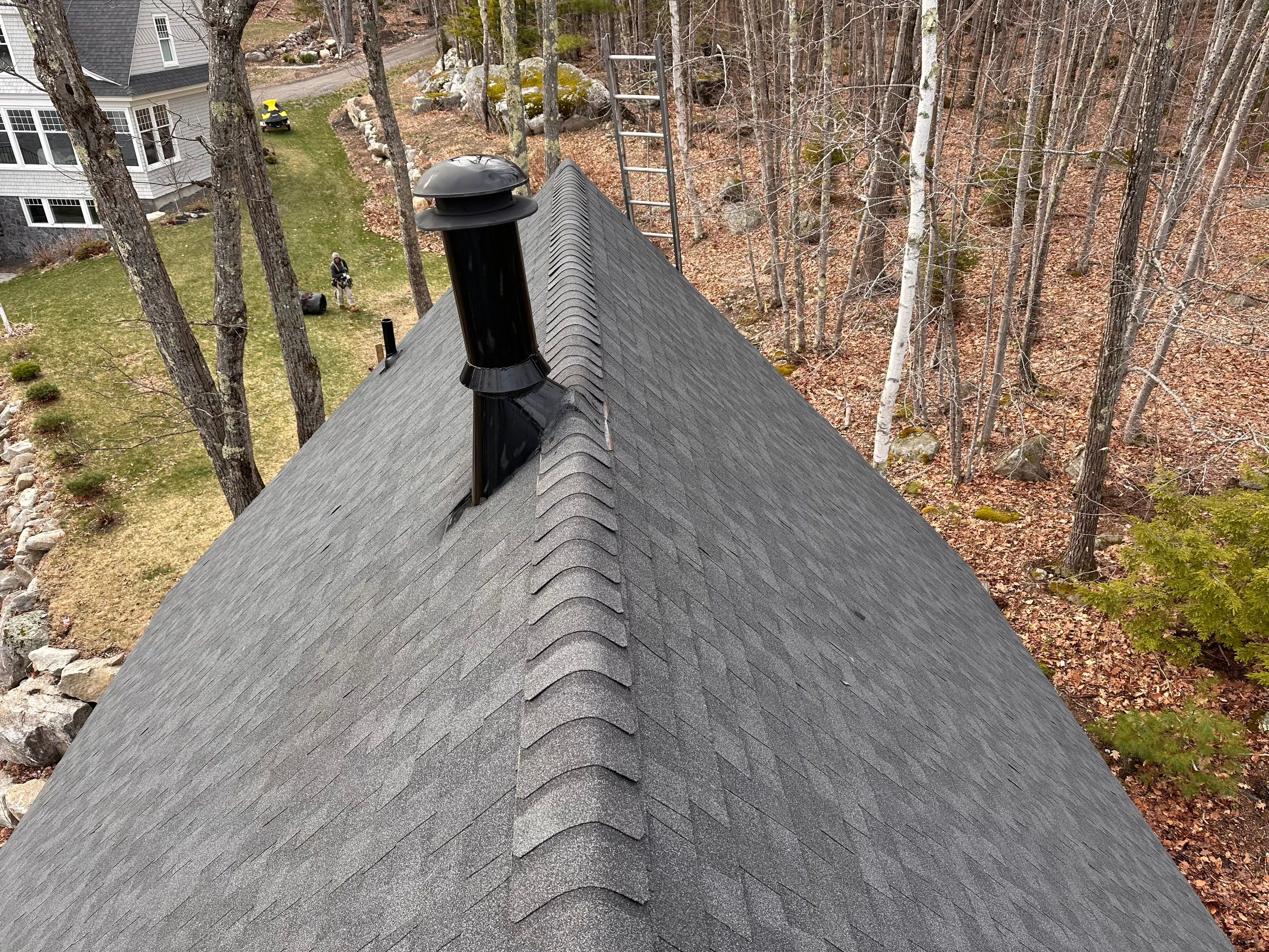 Asphalt Shingle Roof Replacement for Raymond Lakefront A-Frame Cabin by Tall pine roofing