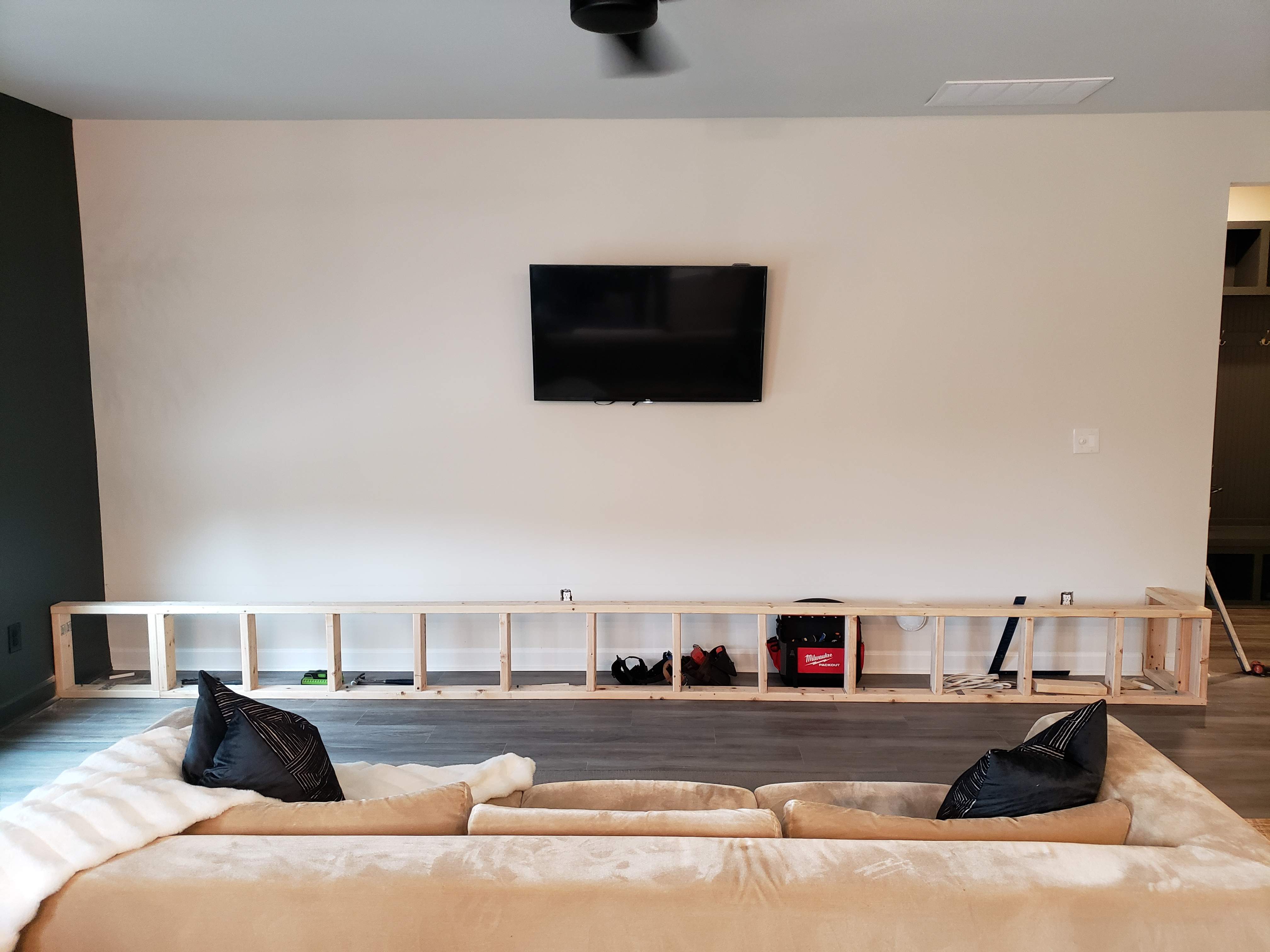 Custom Bench Build with Soundproofing Panels by A Step Above Handy LLC 