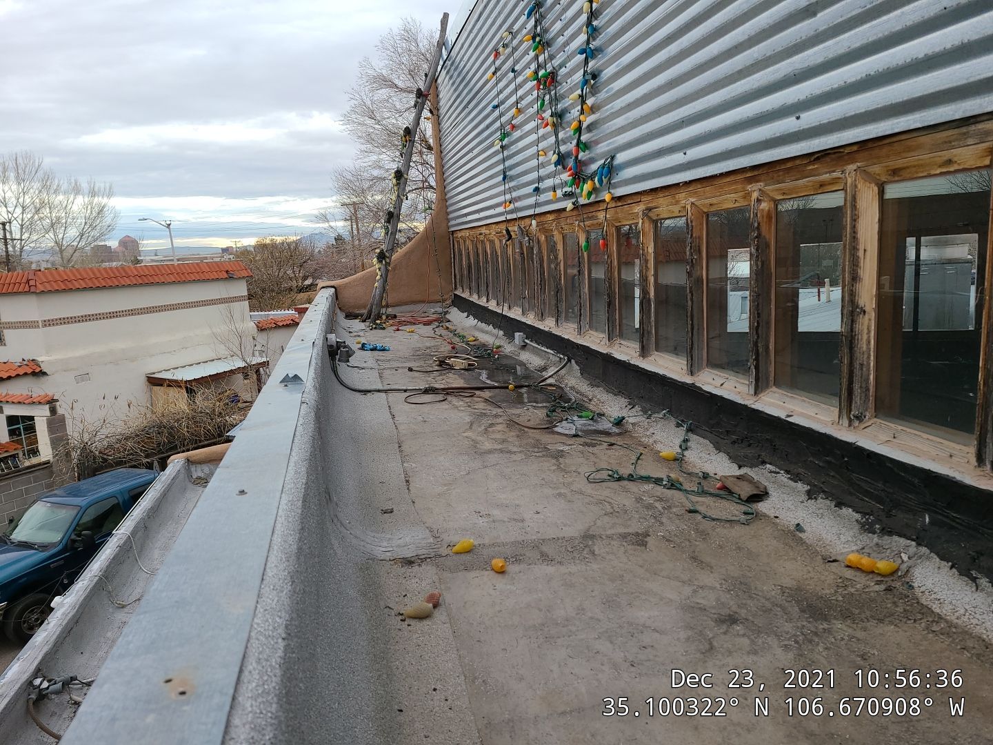 TPO Roof Replacement on entry of Albuquerque Restaurant by Doyle Roof Masters Inc