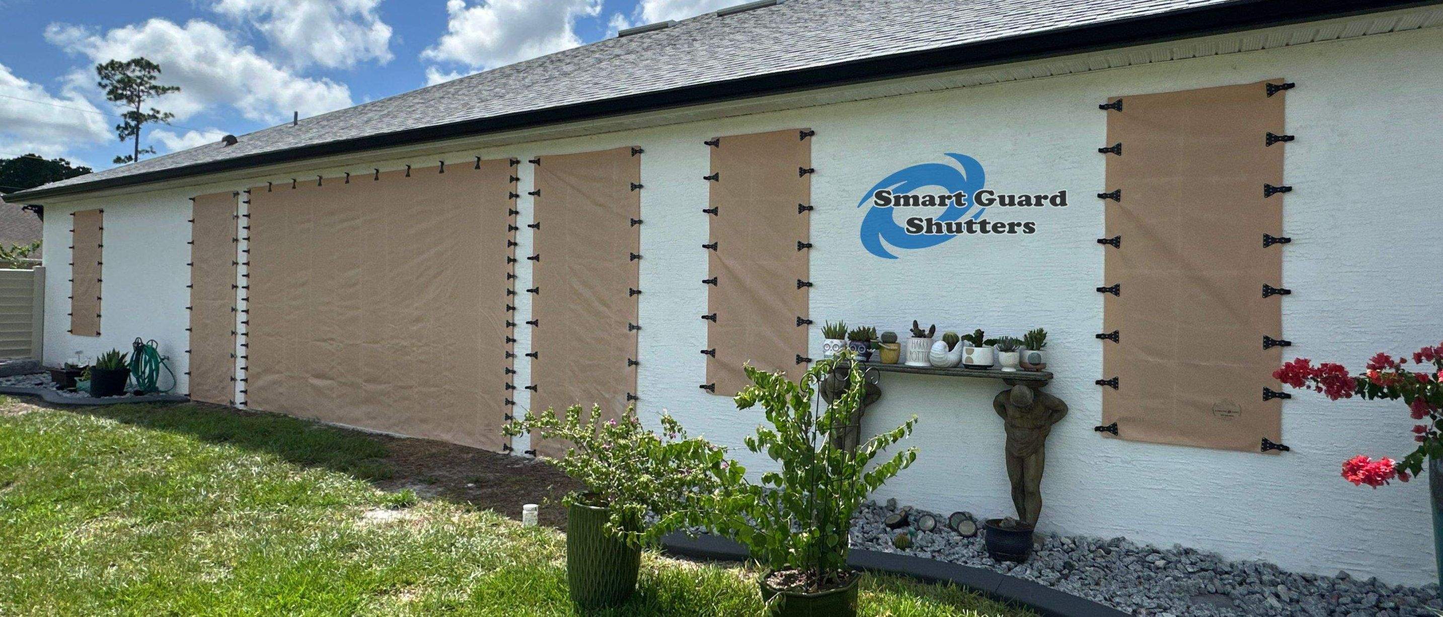 AstroGuard Hurricane Fabric in Tan by Smart Guard Shutters