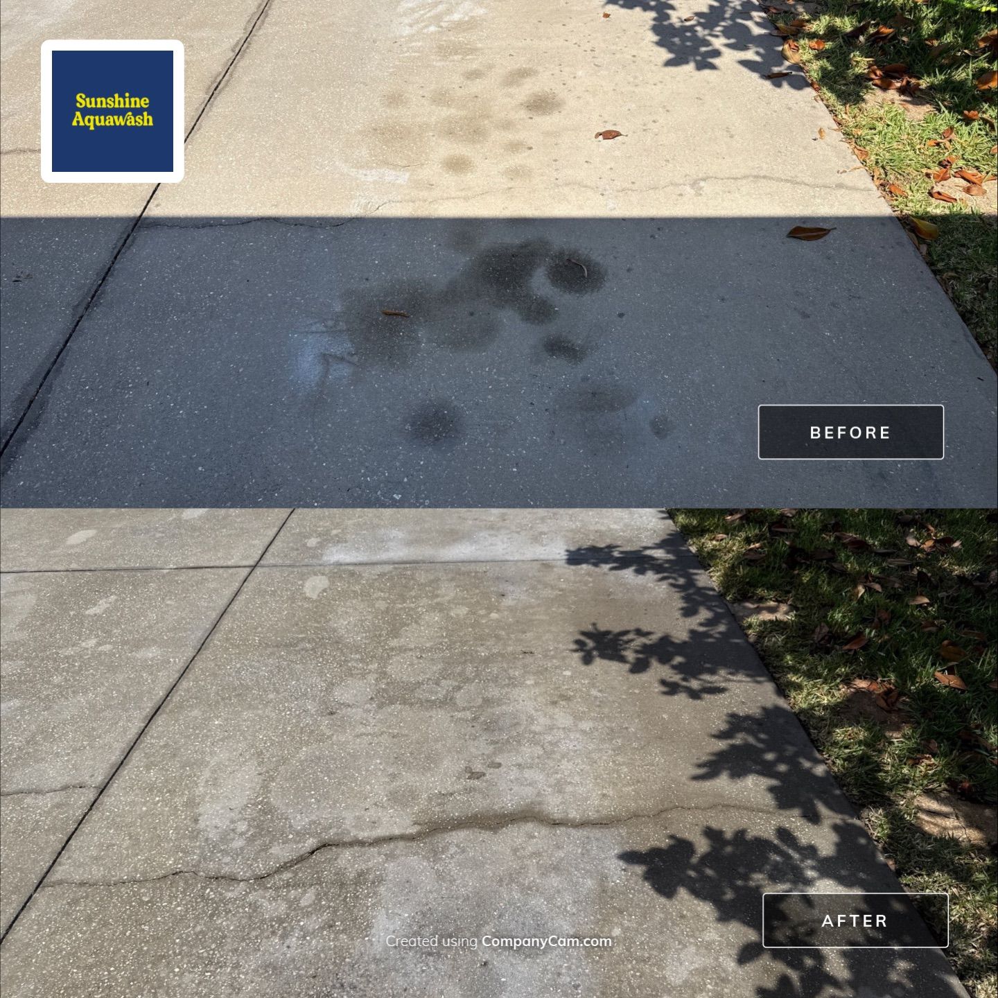 Concrete Driveway Oil Stain Removal | Harrison Ranch Community | Parrish, FL by Sunshine AquaWash