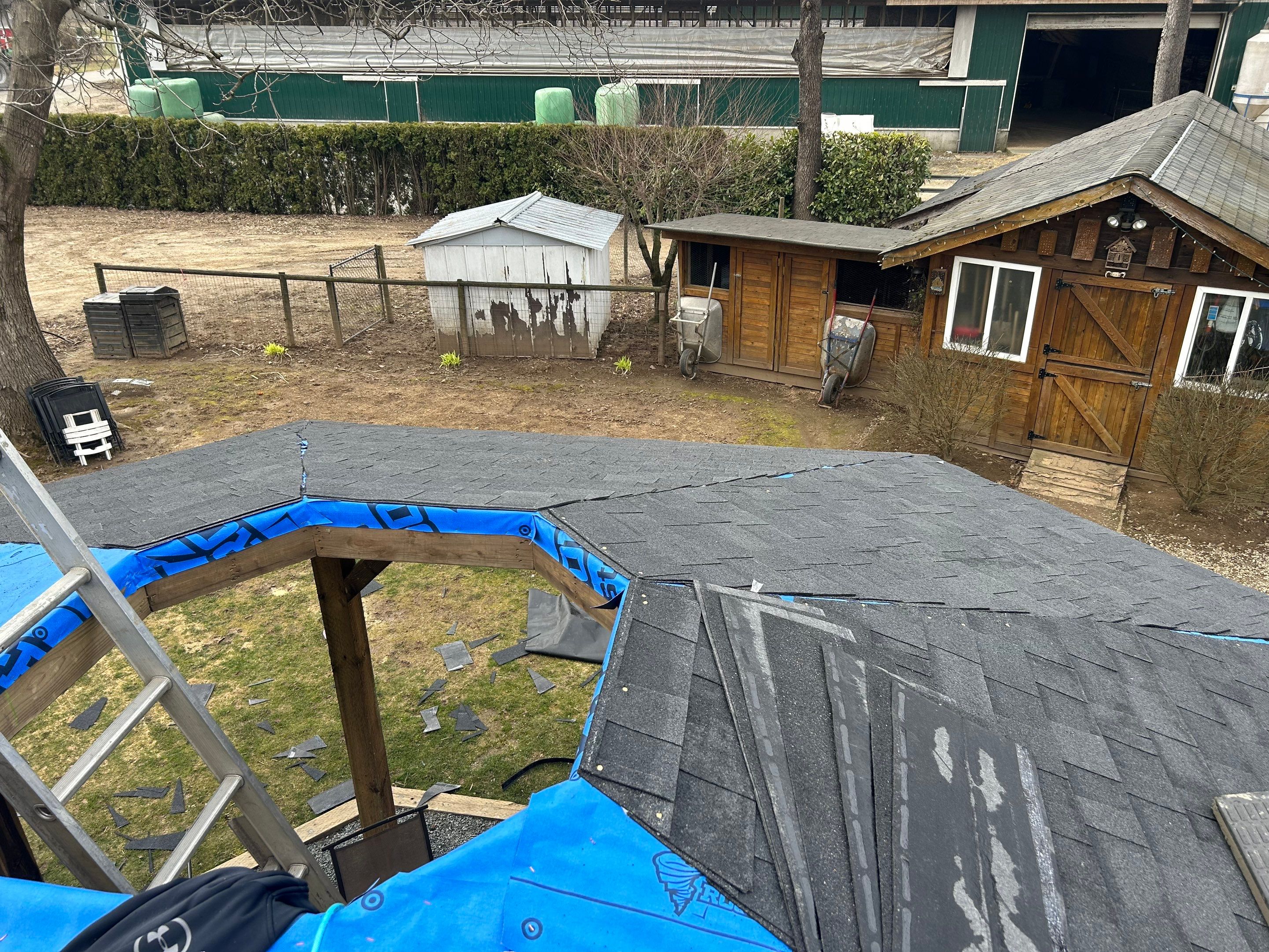 Residential Roofing Installation using OC Oakridge shingles for Gazebo by Top Notch Roofing Inc