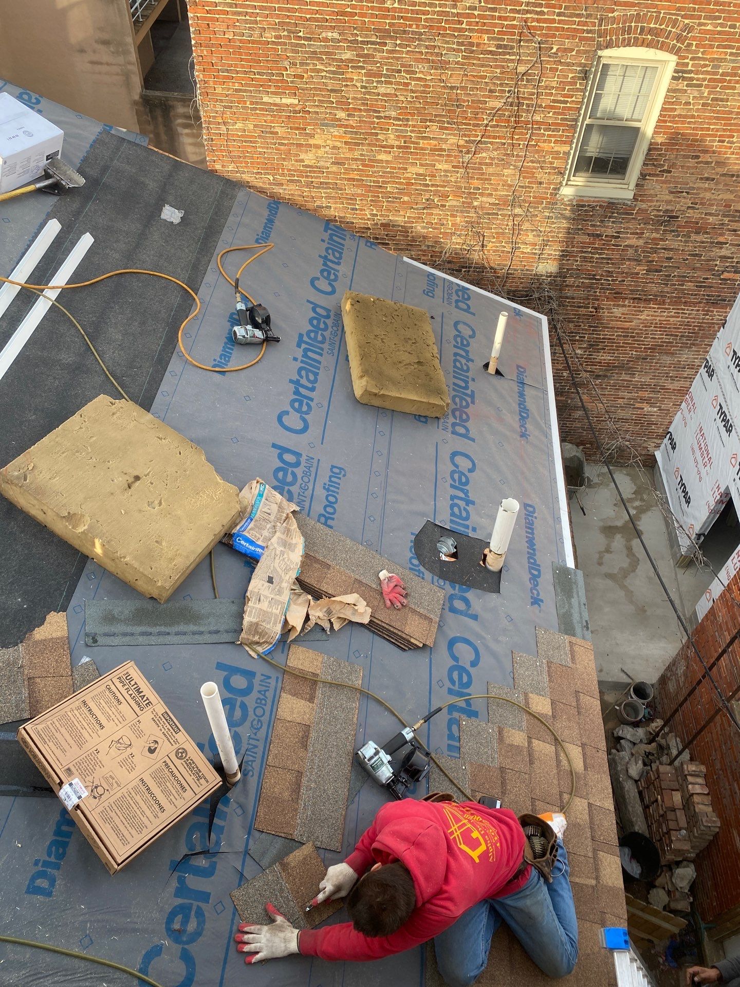 Residential Roofing Installation using Landmark Shingles by Alpha Design Services