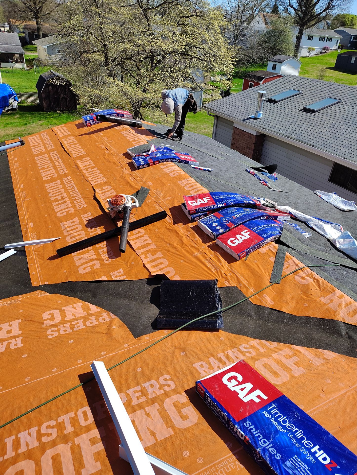 Residential Roofing Installation using GAF Timberline HDZ Pewter Gray by Rainstoppers Roofing