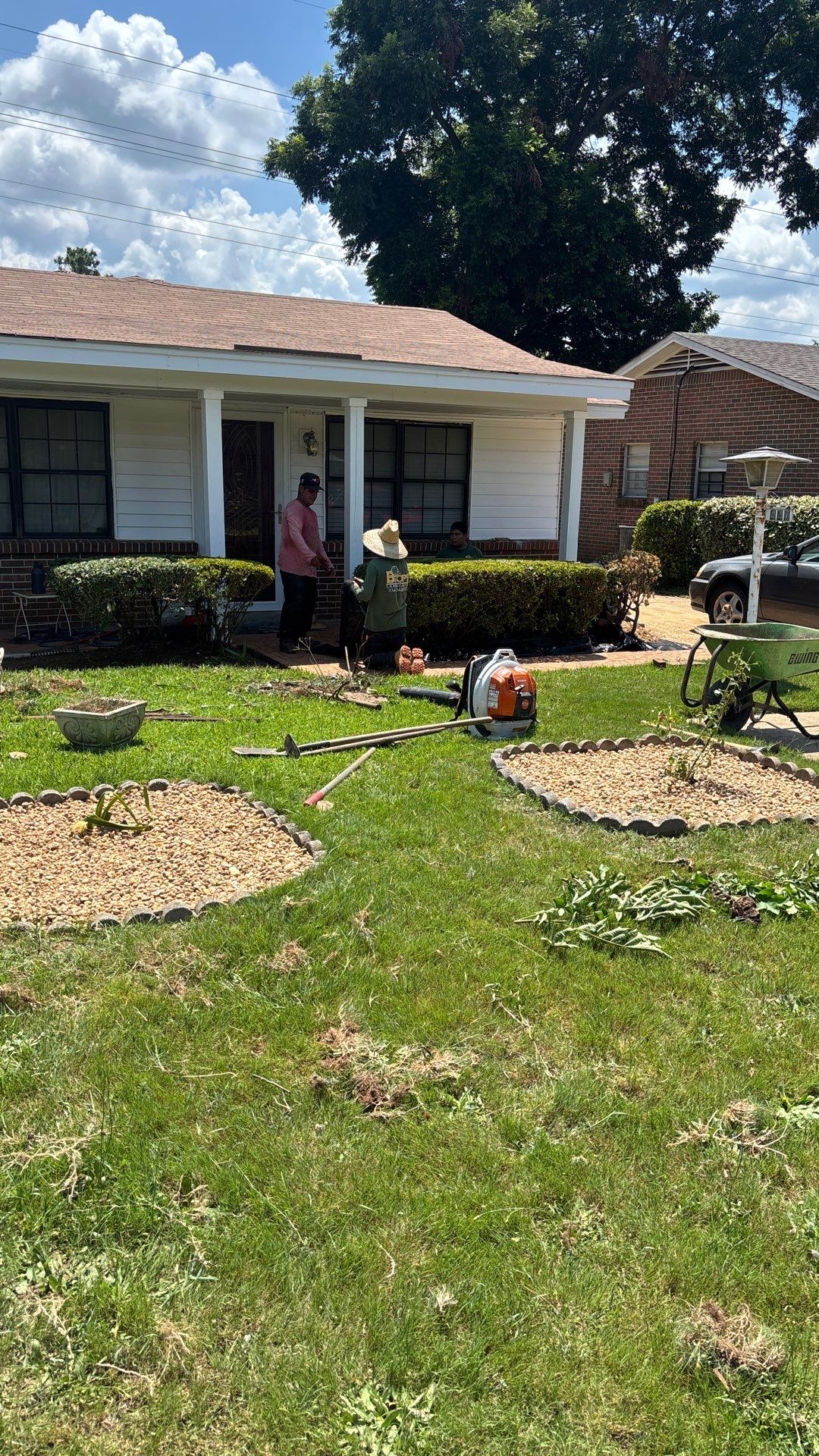 Front Yard Landscape Cleanup and Gravel Bed Installation in Montgomery by BTops Landscaping Inc.