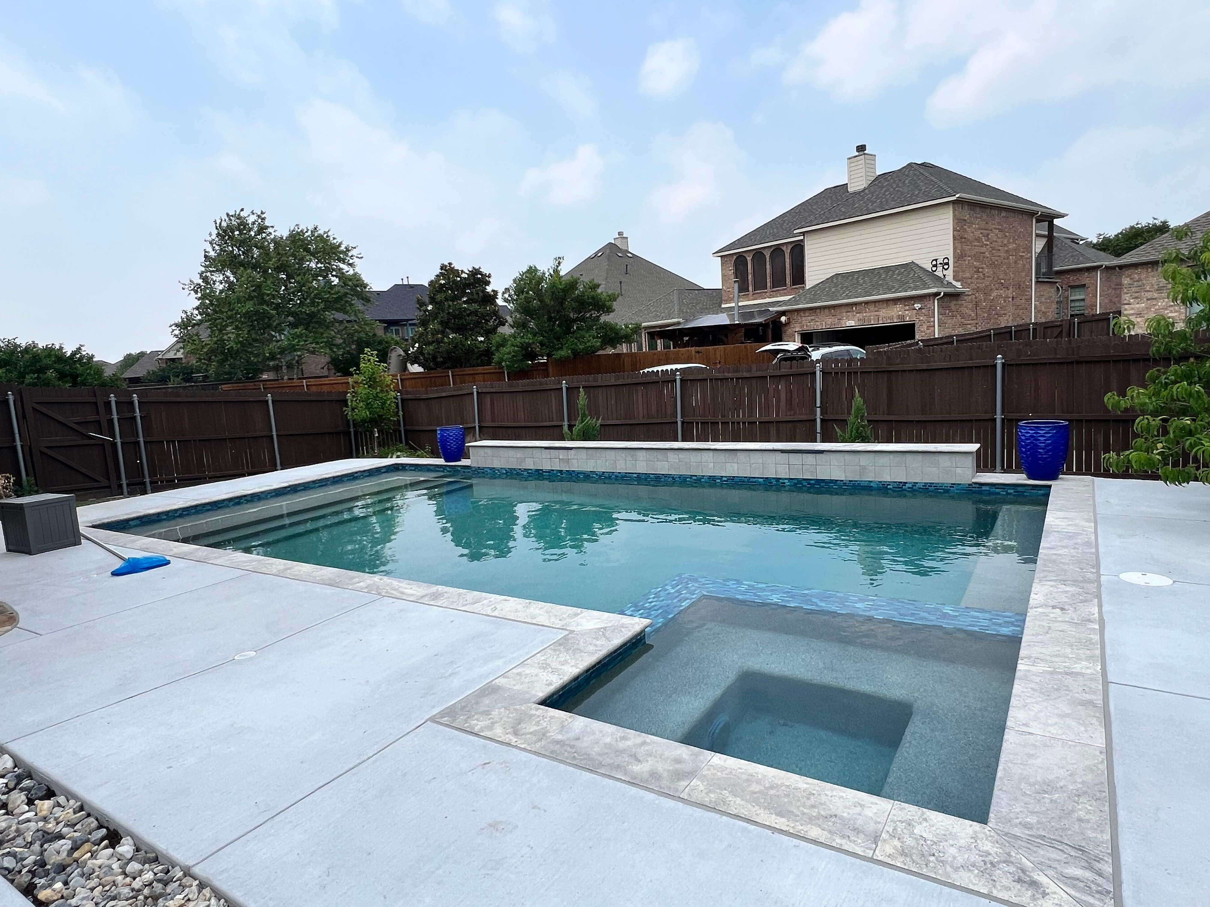 Geometric Pool with Raised Spa by Pinnacle Pools and Spas - DFW