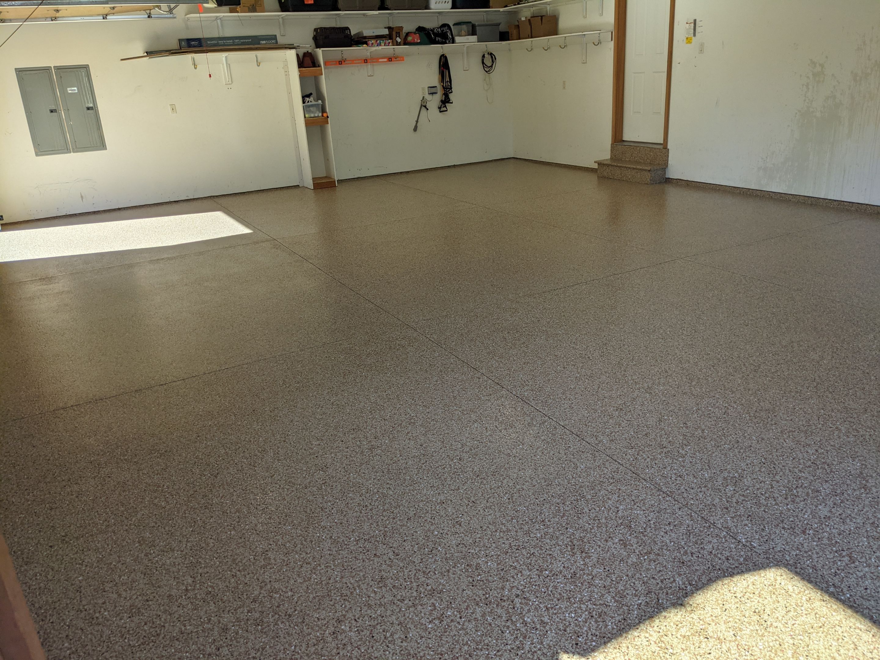 Garage Transformation using Pecan Coloway by Croc Coatings, LLC