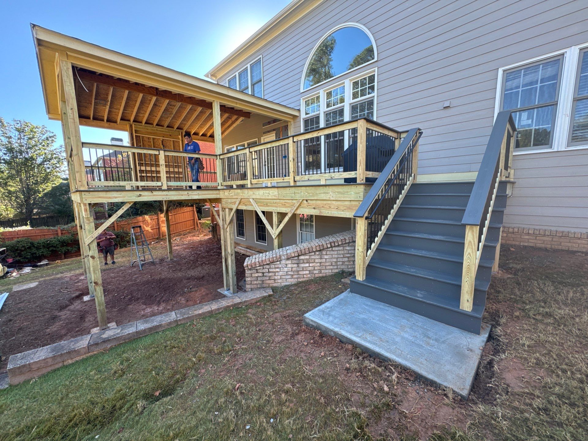 Custom Composite Deck and Covered Gabled Porch in Marietta by Swift Home Renovations