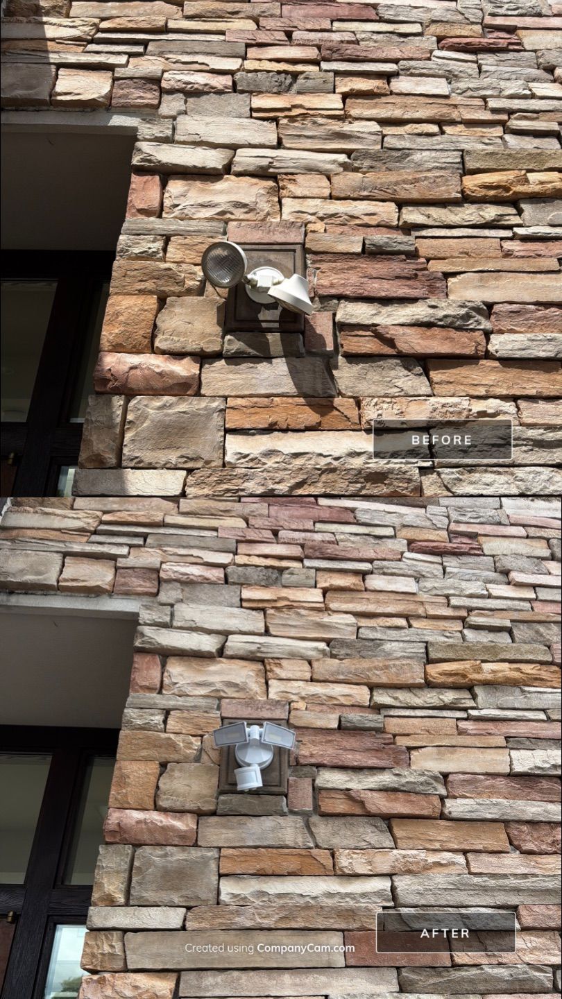 Exterior security/floodlight fixture replacement by Spartan Home Pros