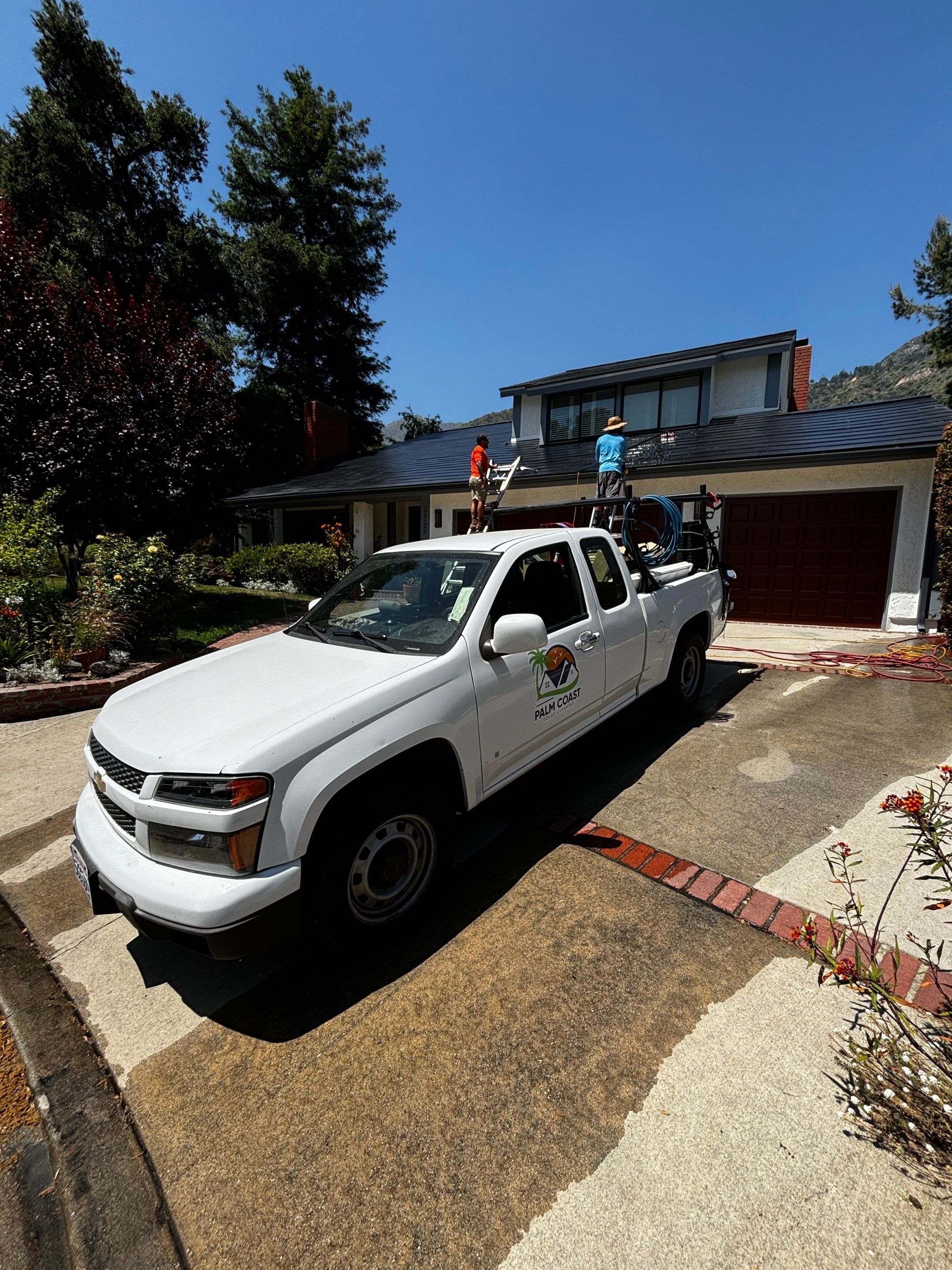 Tesla Roof Cleaning in Pasadena California by Palm Coast Solar Cleaning