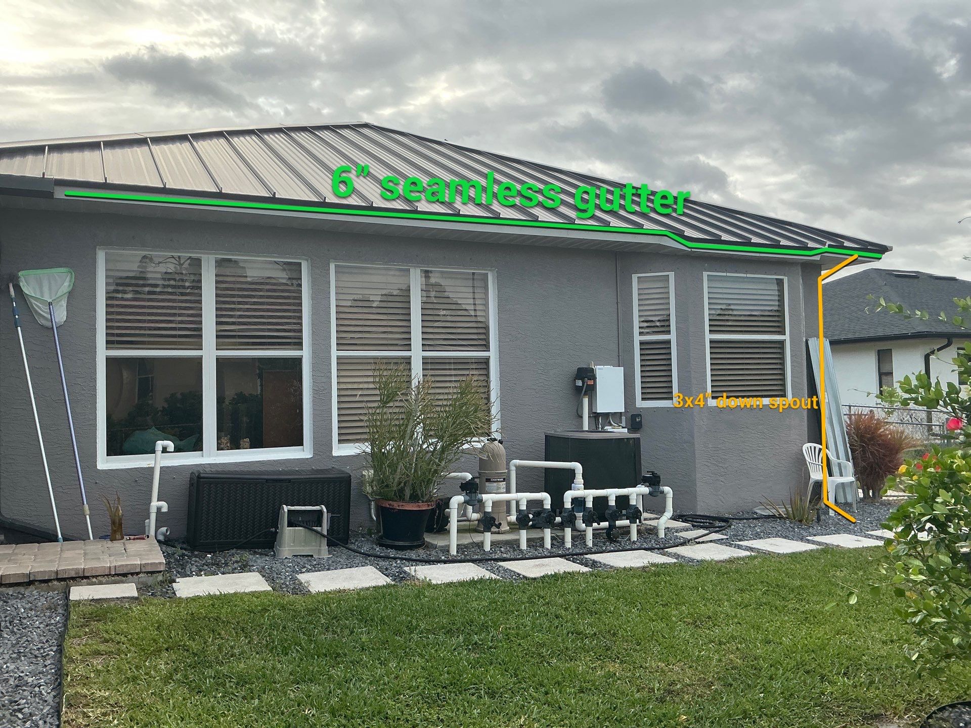 6 Inch Seamless Gutters using K-Style Seamless Gutters in Cape Coral FL by Gutter Professors