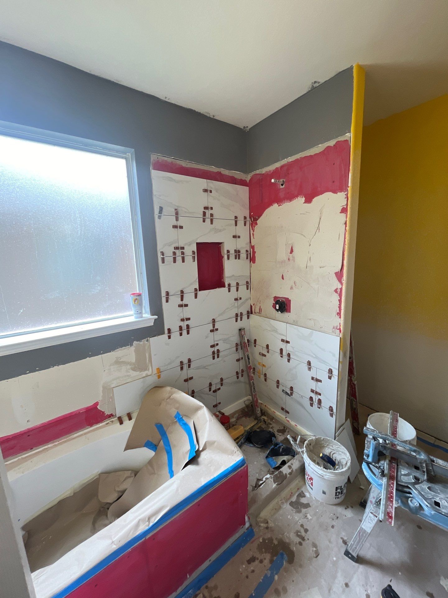 Bathroom Remodel using Water mitigation equipment by L&T General Contractors and Restoration INC