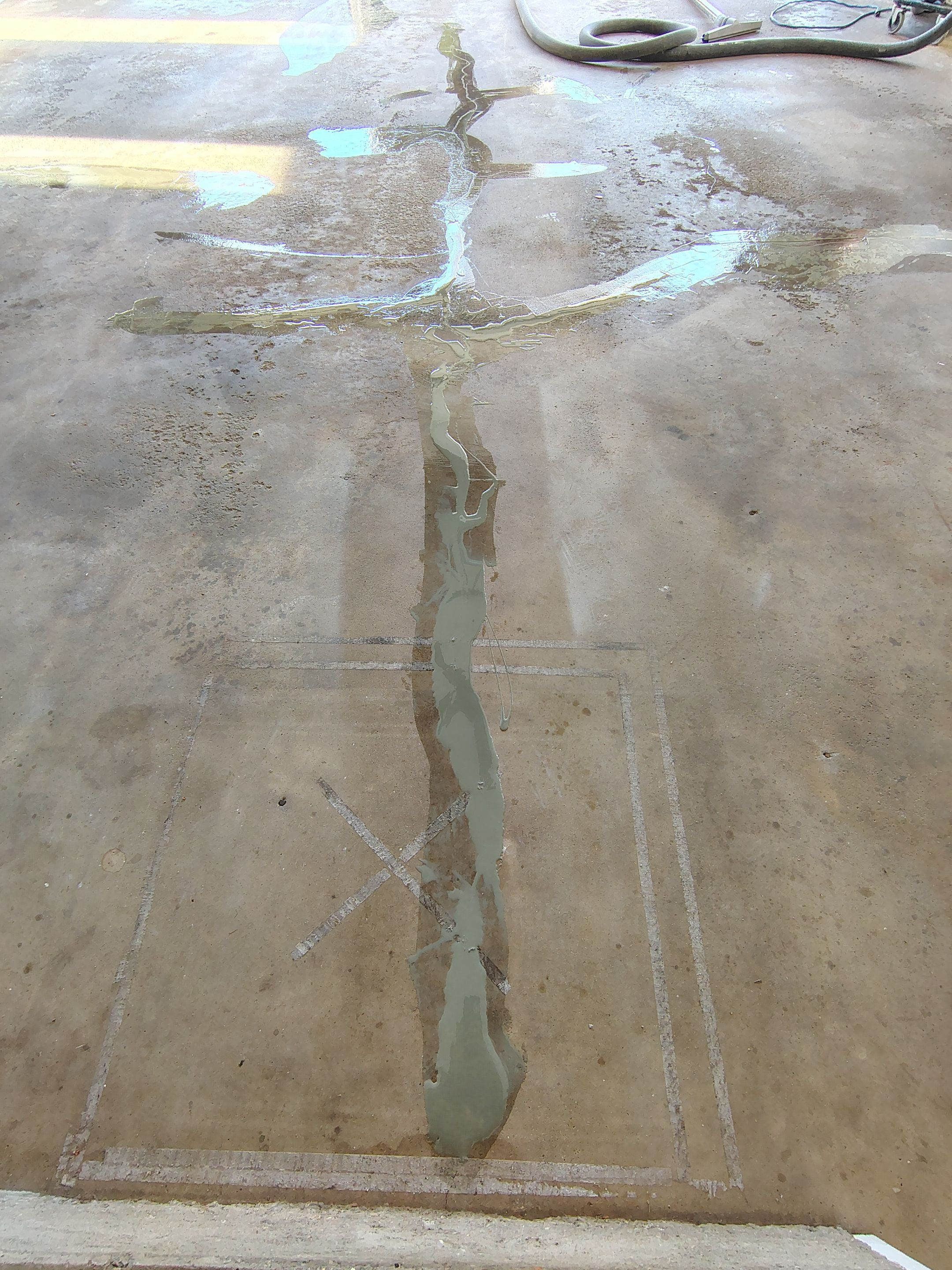 Multi-Colored Flake Epoxy Garage Floor Coating and Crack Repair by Select Painting, Coatings & Garage Cabinets