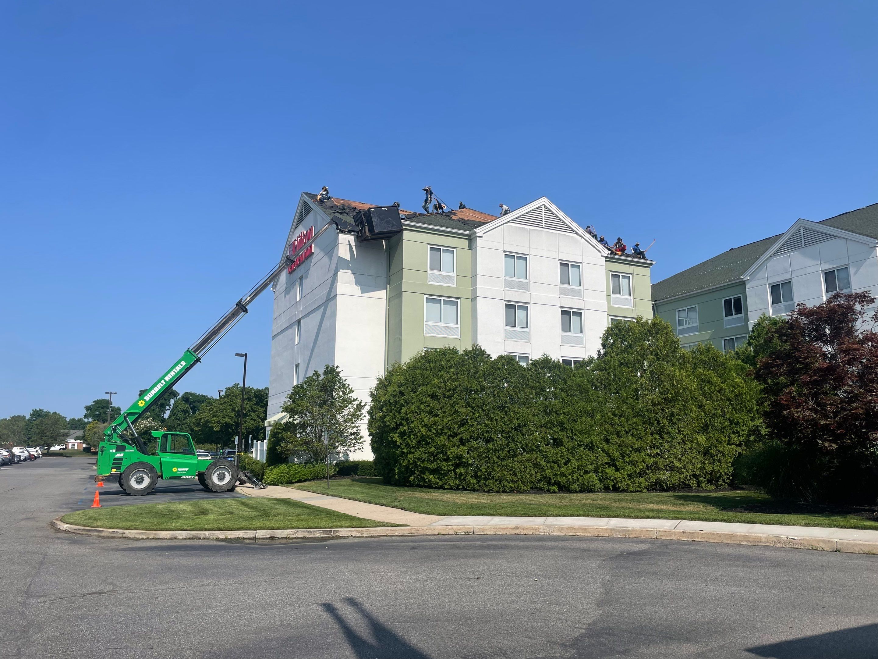Commercial Roofing Installation using GAF Timberline / New Gutters and Downspouts by All Site Roofing