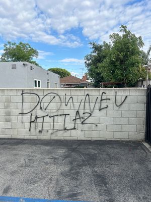 Sandblasting Graffiti Off Brick Wall In Downey, CA