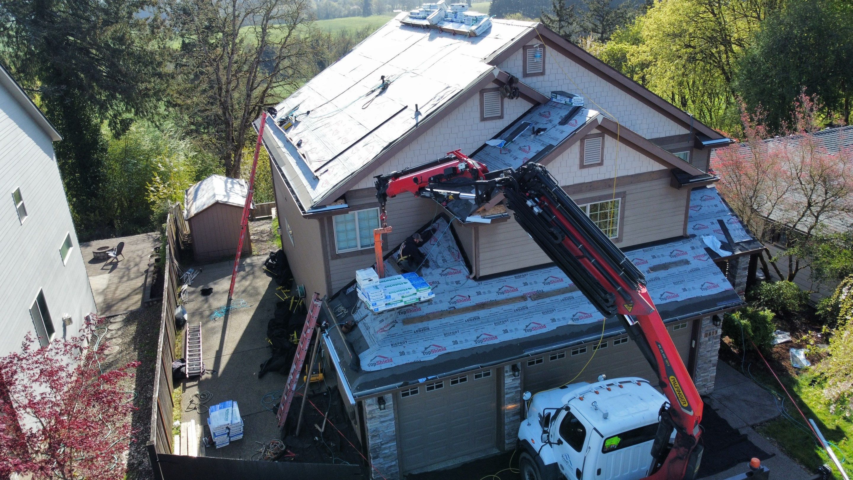 Residential Roofing Installation using Malarkey Vista AR Shingles (Color: Storm Grey) by Orezona Building & Roofing Company, Inc.