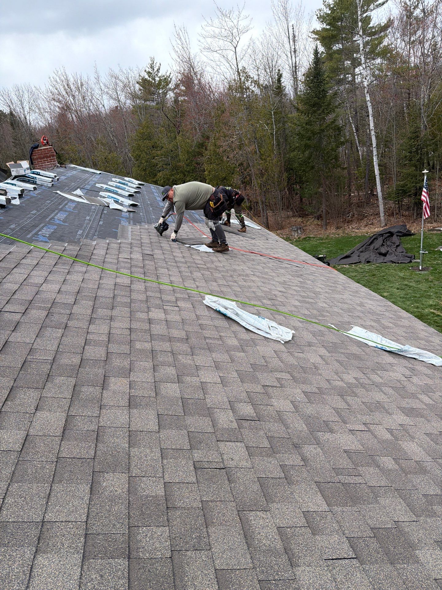 Asphalt Roof Replacement with IKO Cambridge Shingles in Fairfield, ME by Tall pine roofing