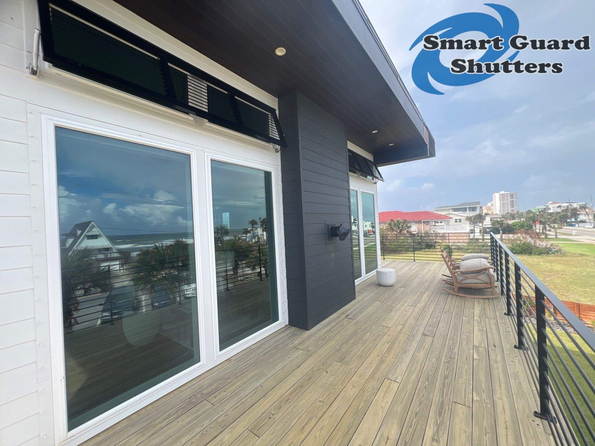  AstroGuard Hurricane Fabric & Impact Bahamas in Jet Black by Smart Guard Shutters