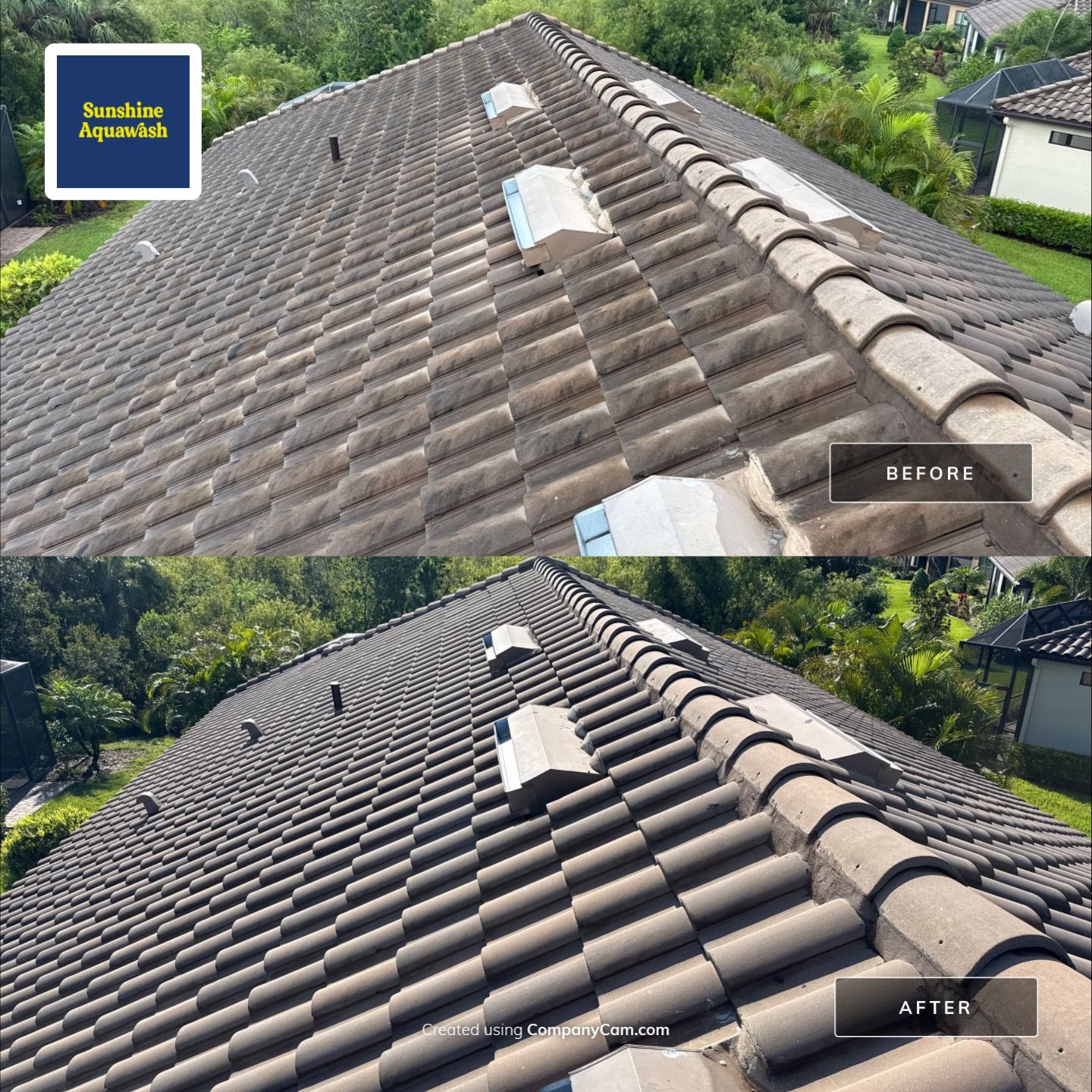 Concrete Tile Roof, Paver Driveway & Lanai Cleaning – Artisan Lakes Esplanade, Palmetto, FL by Sunshine AquaWash