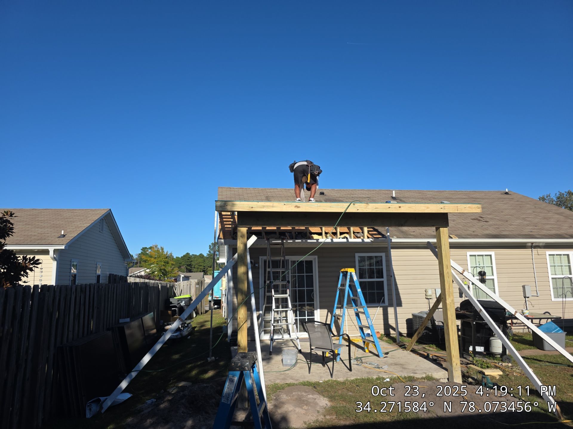 Covered Porch Build and Fortified Roof Replacement with Solar Panels by RGR Construction and Roofing, LLC
