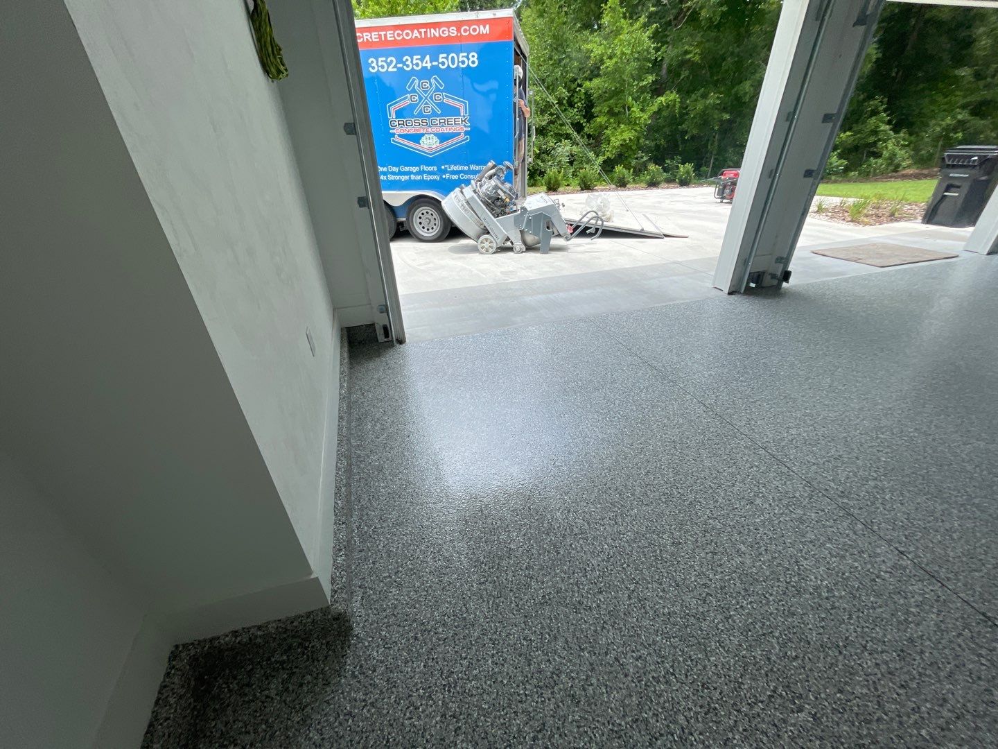 Garage Project in Archer, FL in Slate Stone by Cross Creek Concrete Coatings