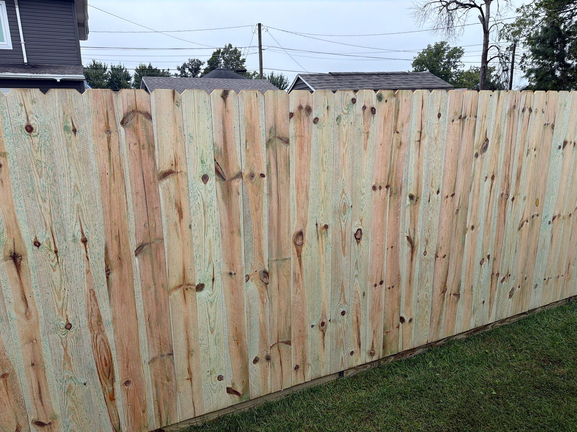 Custom Wood Privacy Fence and Black Chain Link Gate in Independence by Perfect Picket Fence and Stain