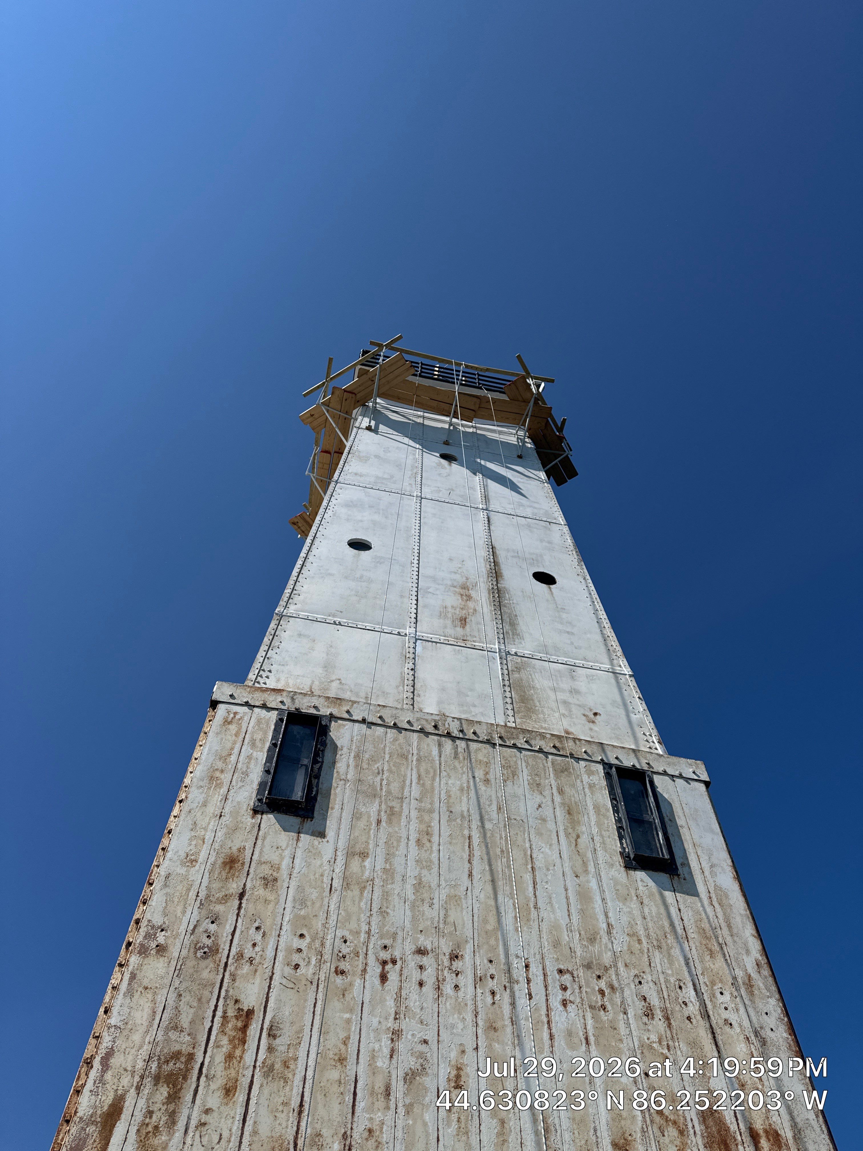 Historical Restoration and Coating of Frankfort North Breakwater Lighthouse by Finkle Preservation & Construction 