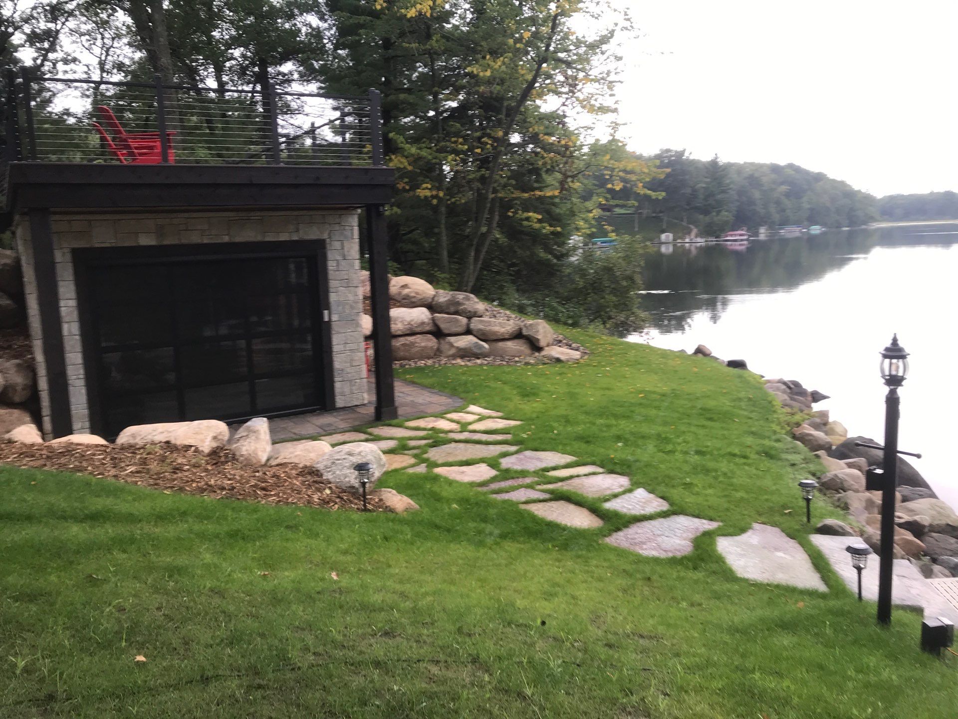 Flagstone Walkway/ Stamped Concrete by Balsam Lake Pro Lawn
