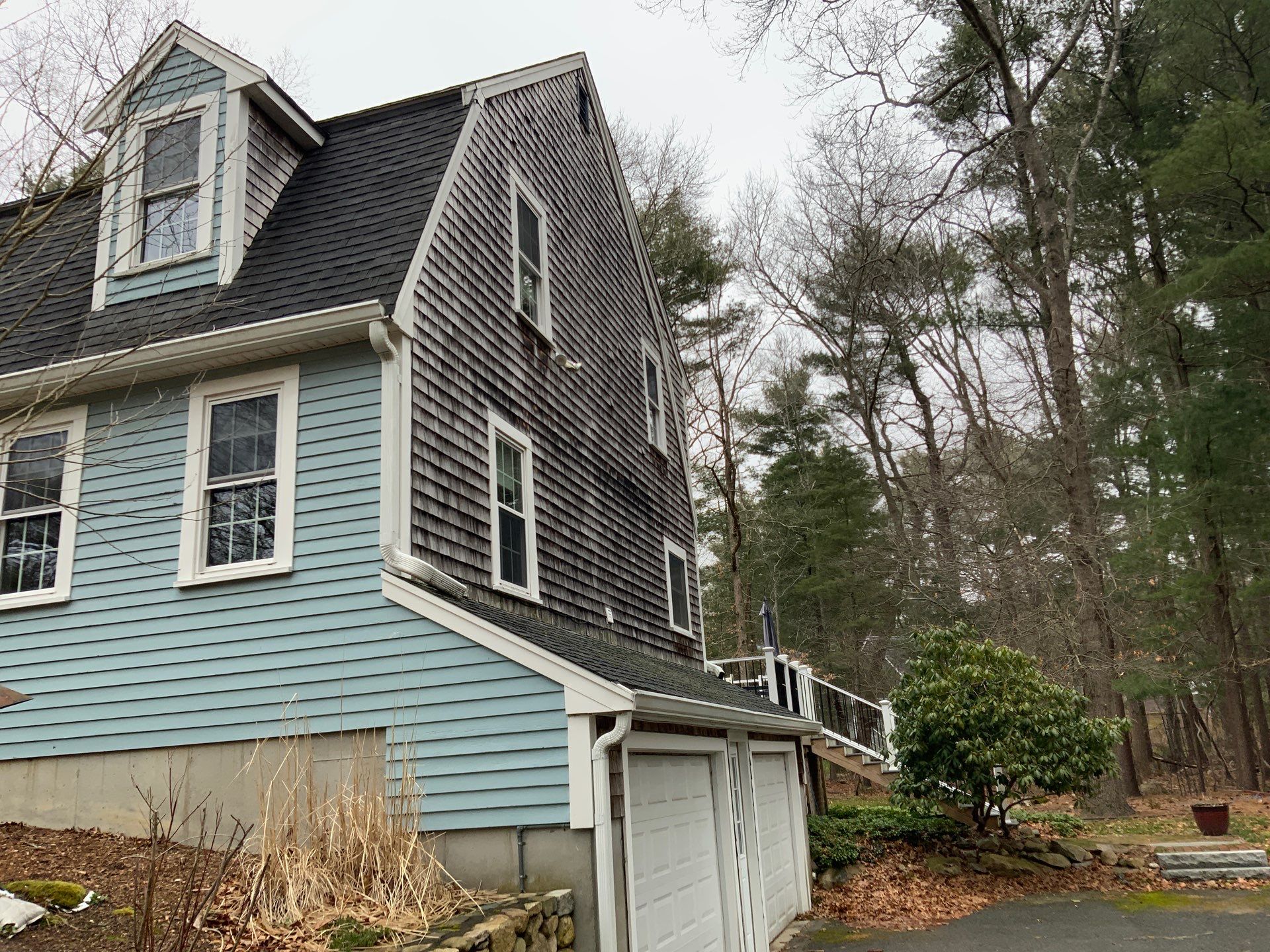 Partial residing project with Red Cedar shingles in Duxbury, MA by UBrothers Construction