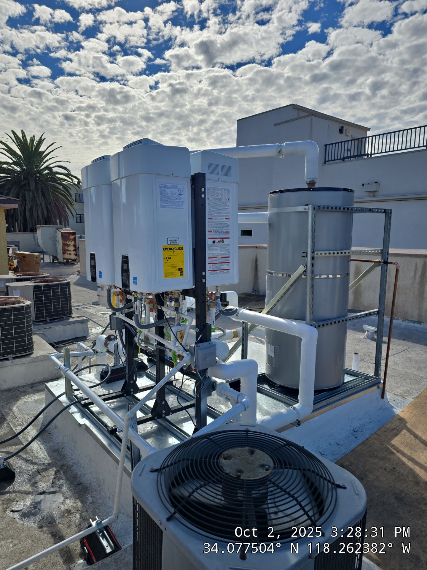 Rooftop Centralized Domestic Hot Water System Installation in Los Angeles by Current Energy