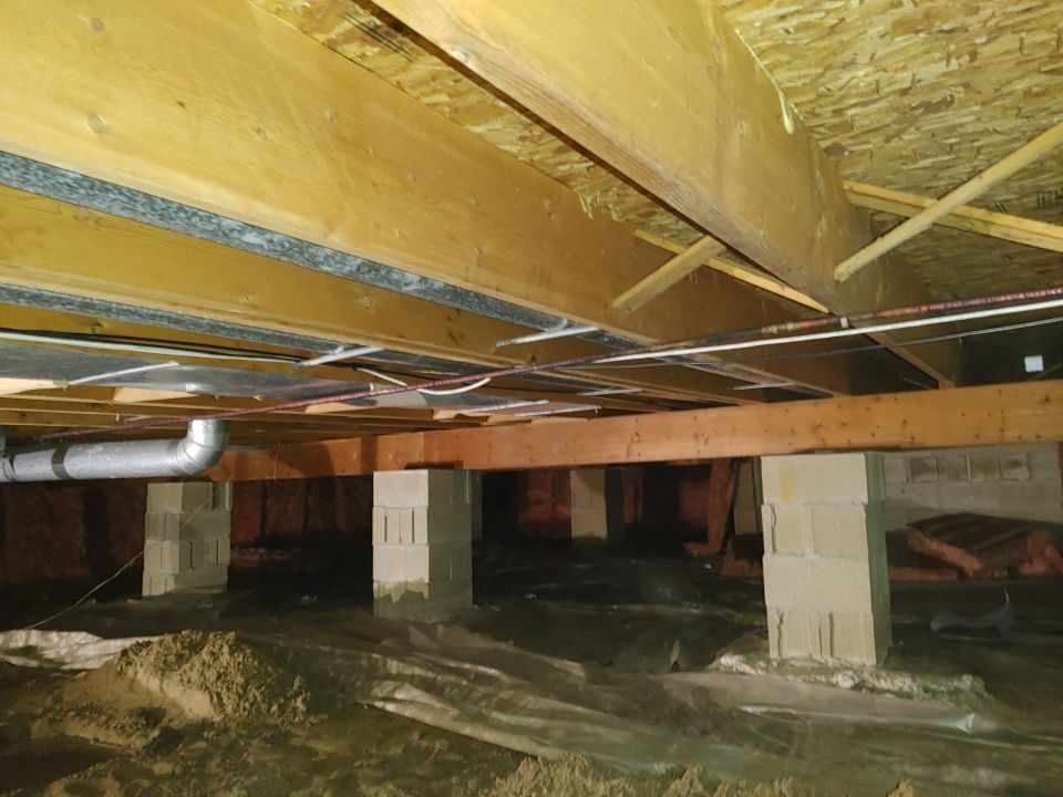 Crawl space encapsulation and Waterproofing using Structural Wood and Steel Reinforcements by Toledo Basement Repair 