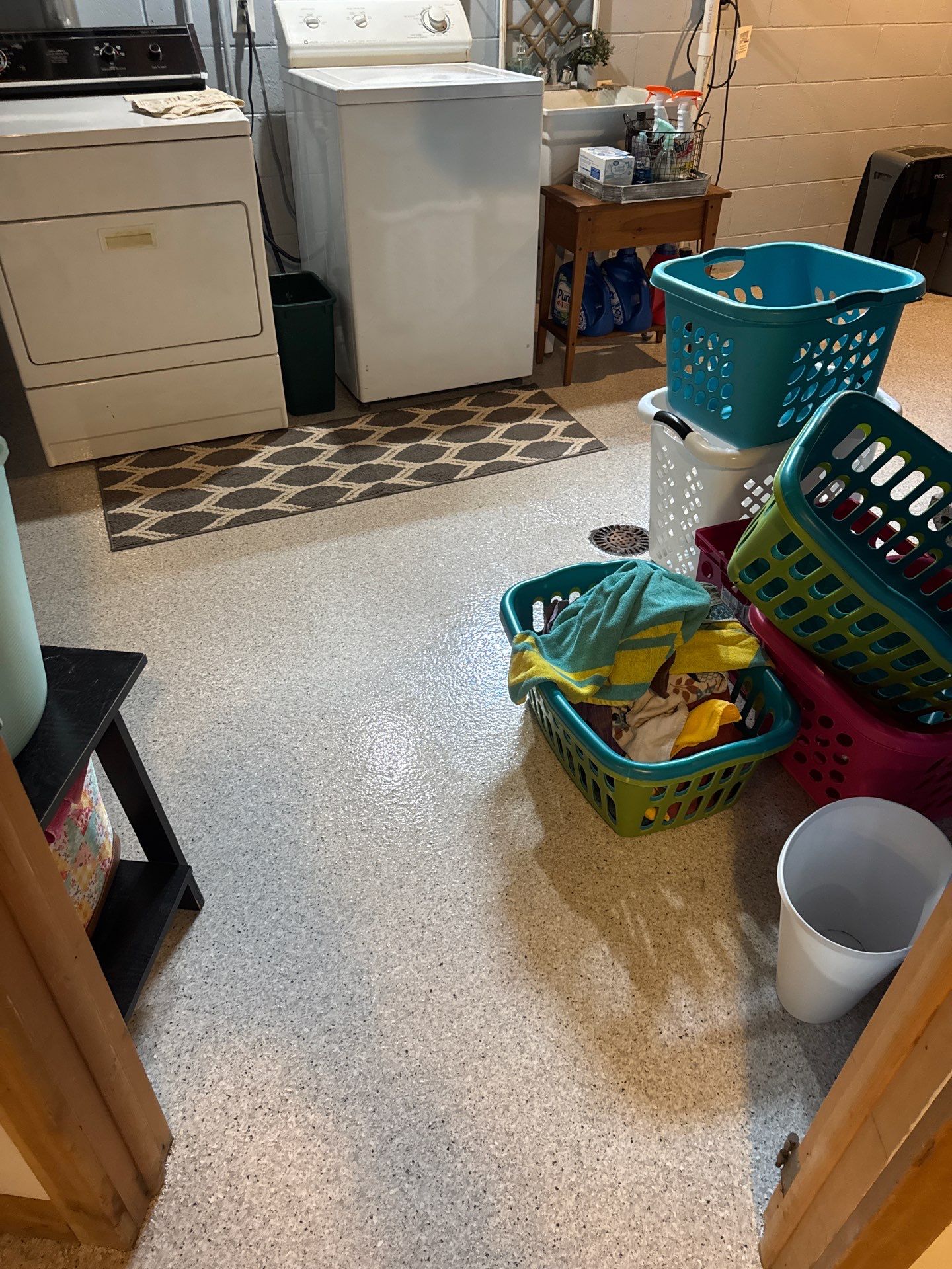Basement Epoxy Flake Floor Installation and Surface Repair in Montague by Gordon Painting