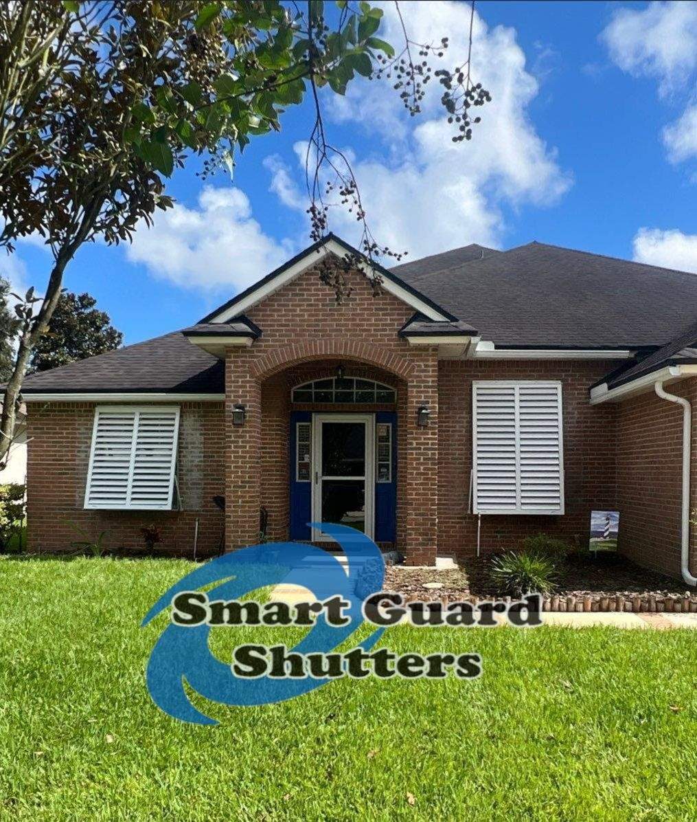 Impact Bahama Shutters in Signal White by Smart Guard Shutters