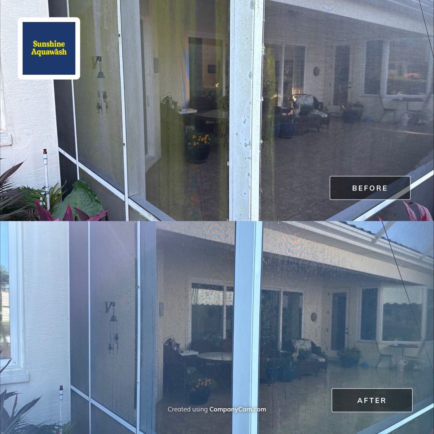 University Park Lanai Transformation | Screen Enclosure & Shade Cleaning by Sunshine AquaWash