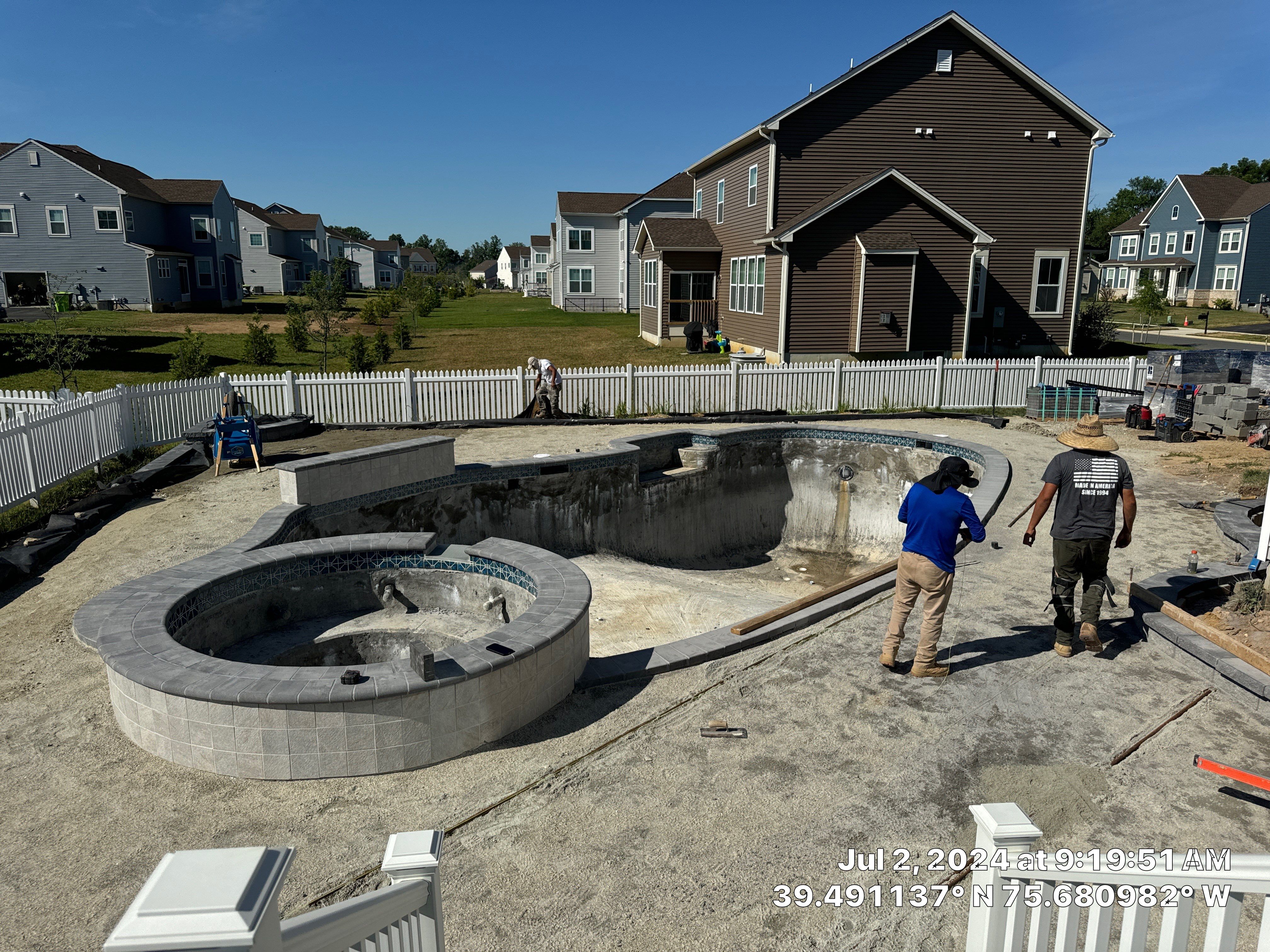 Pool and Hardscape Design in Delaware | Belgard Paver Patio & Outdoor Living Space by Studio G Indoor Spaces & Outdoor Living