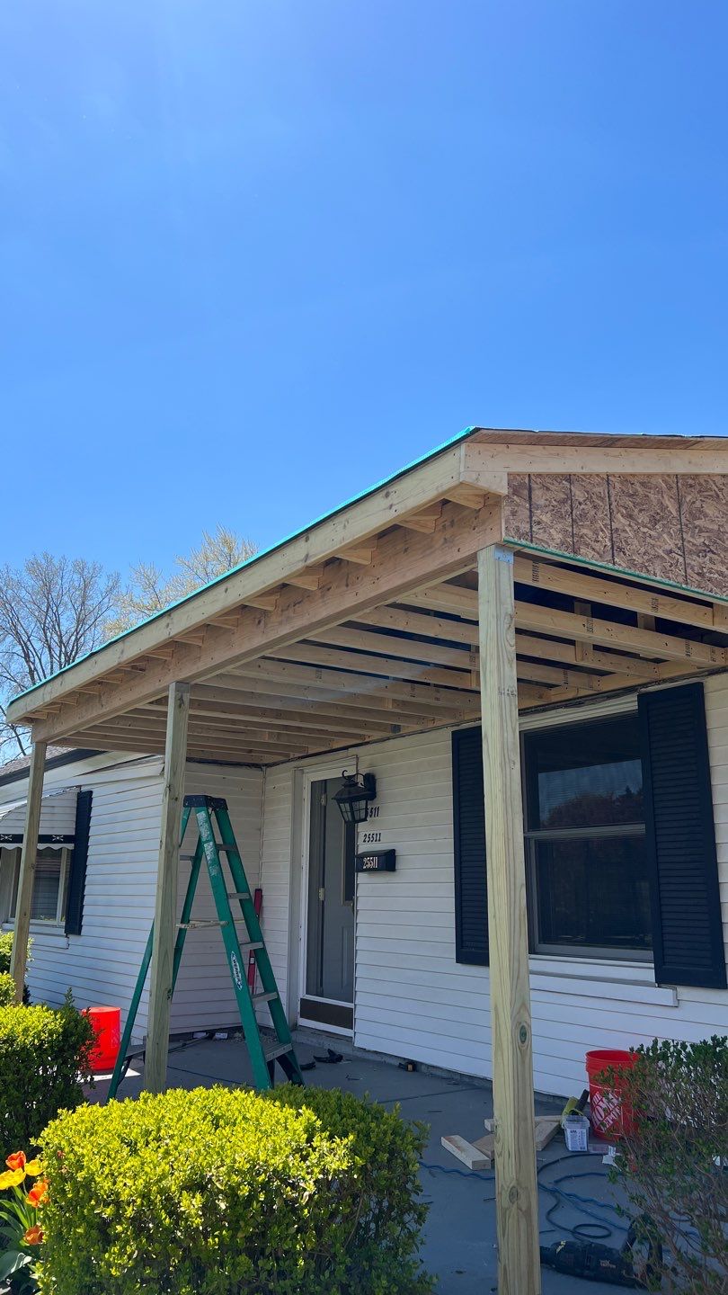 Siding Replacement using CertainTeed Monogram vinyl in Colonial White & Front Porch Remodel by Bloomfield Construction & Restoration