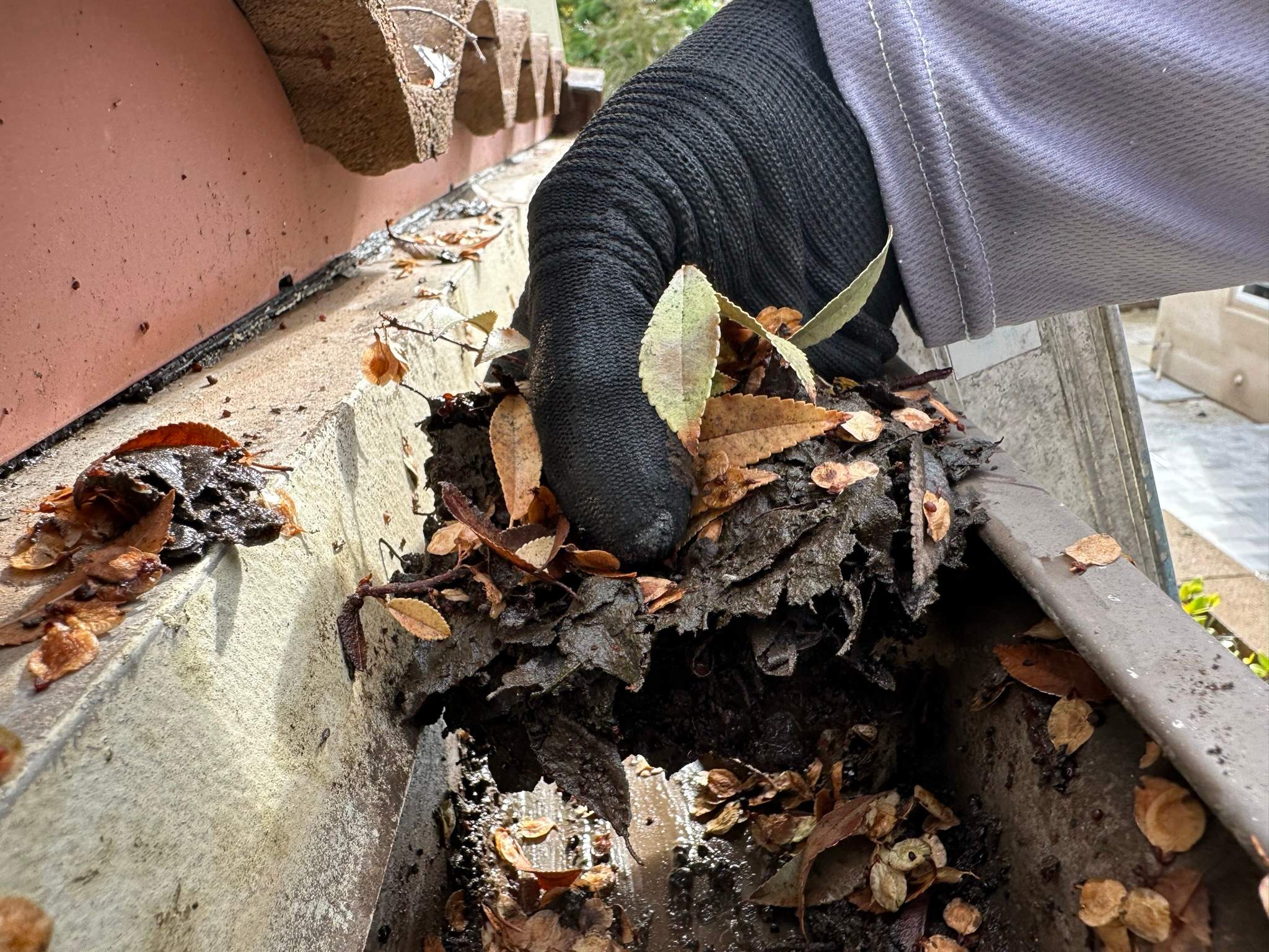 Clogged gutters at this Irvine home in Woodbury by Property Cleaning Experts, LLC