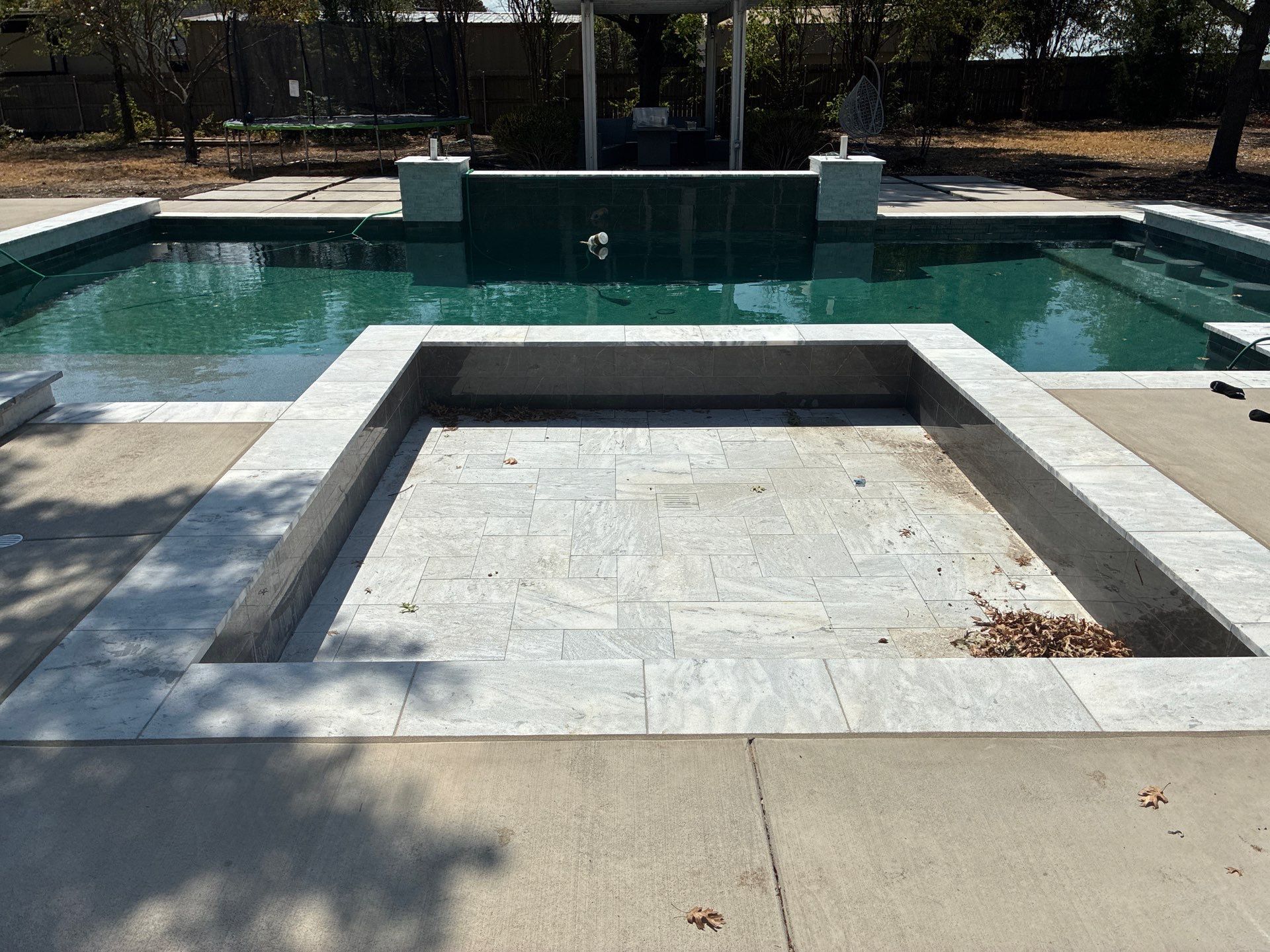 Modern Geometric Pool with Raised Spa and Sun Ledge by Pinnacle Pools and Spas - DFW