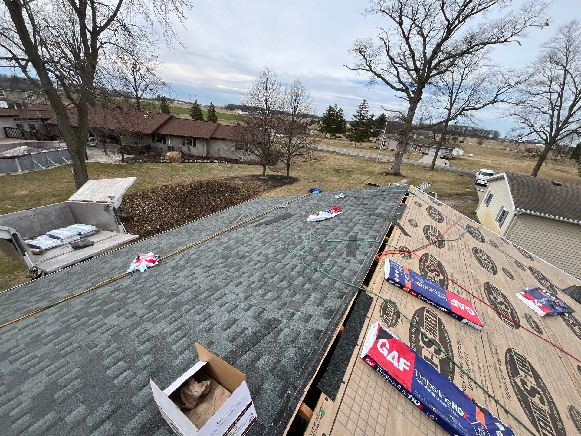 Residential Roofing Installation using GAF Timberline HDZ Slate by Nitro Roofing and Construction