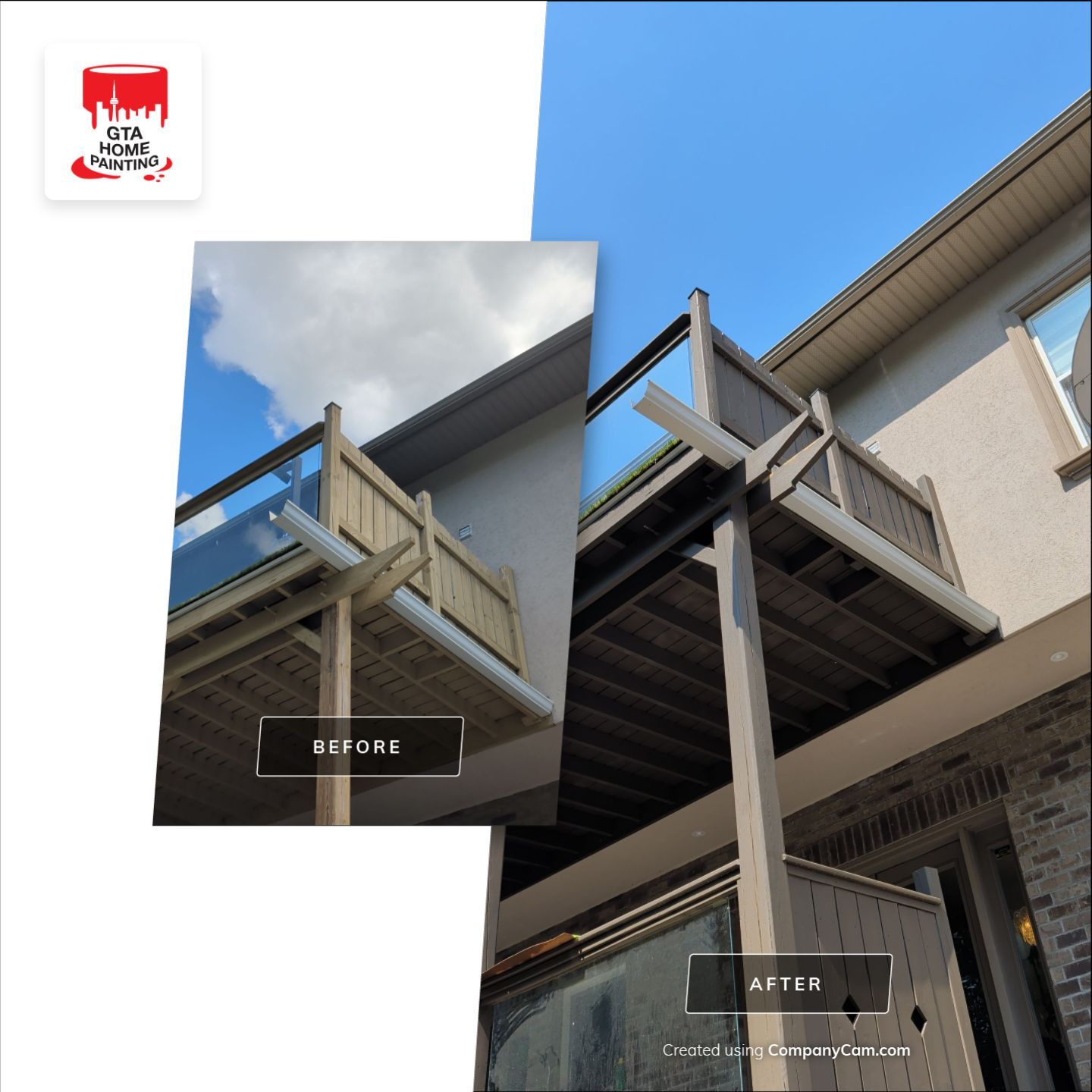 Multi-Level Deck Restoration and Glass Railing Installation in King by GTA HOME PAINTING