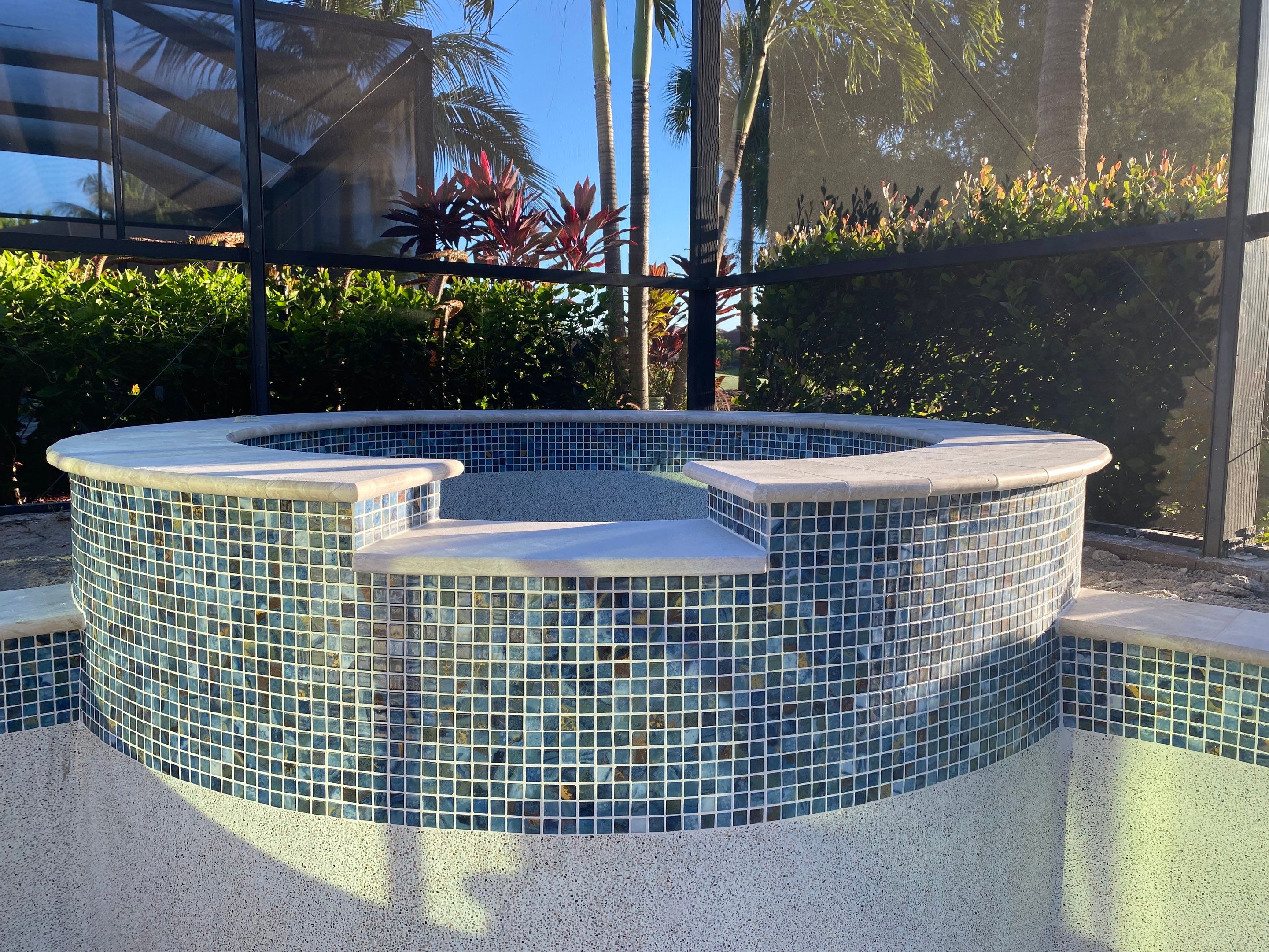 Textured Marble Pool Deck - Bonita National Golf & Country Club by Old Town Pavers Llc
