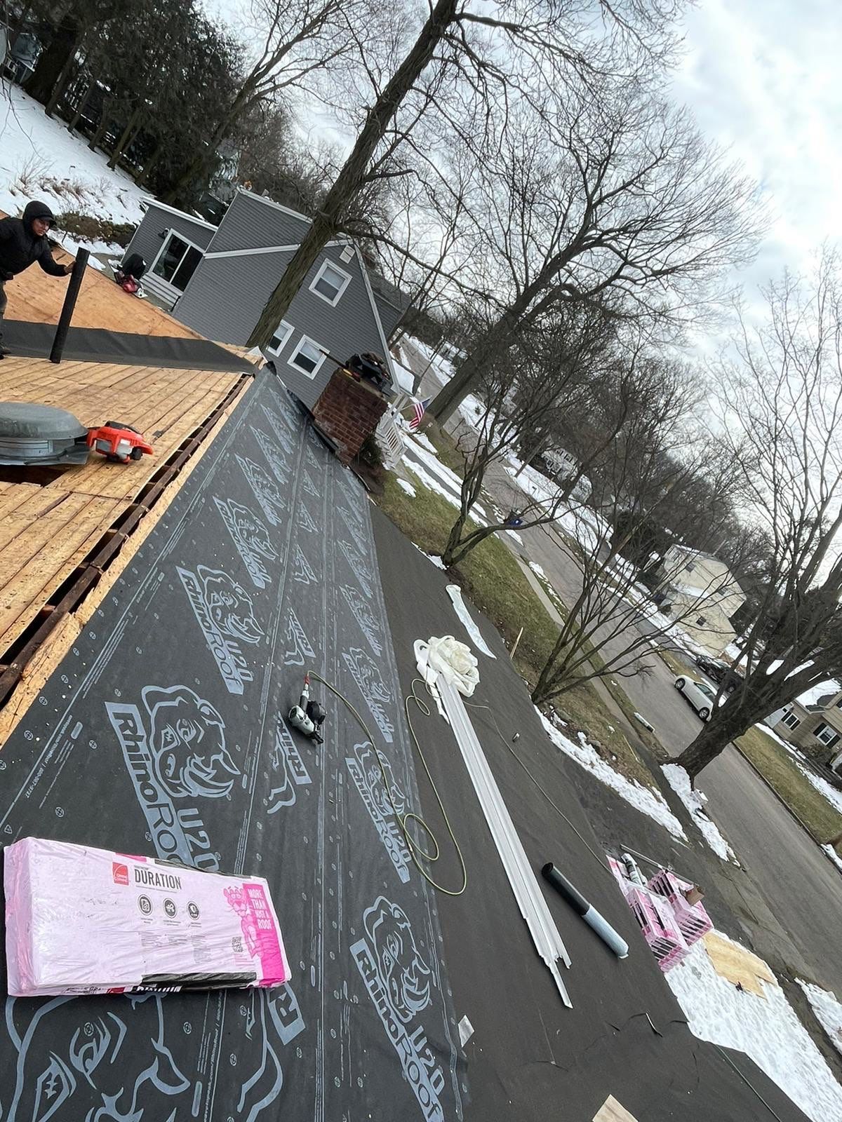 Residential Roofing Installation using Owens Corning Duration Estate Gray by A Plus Exterior