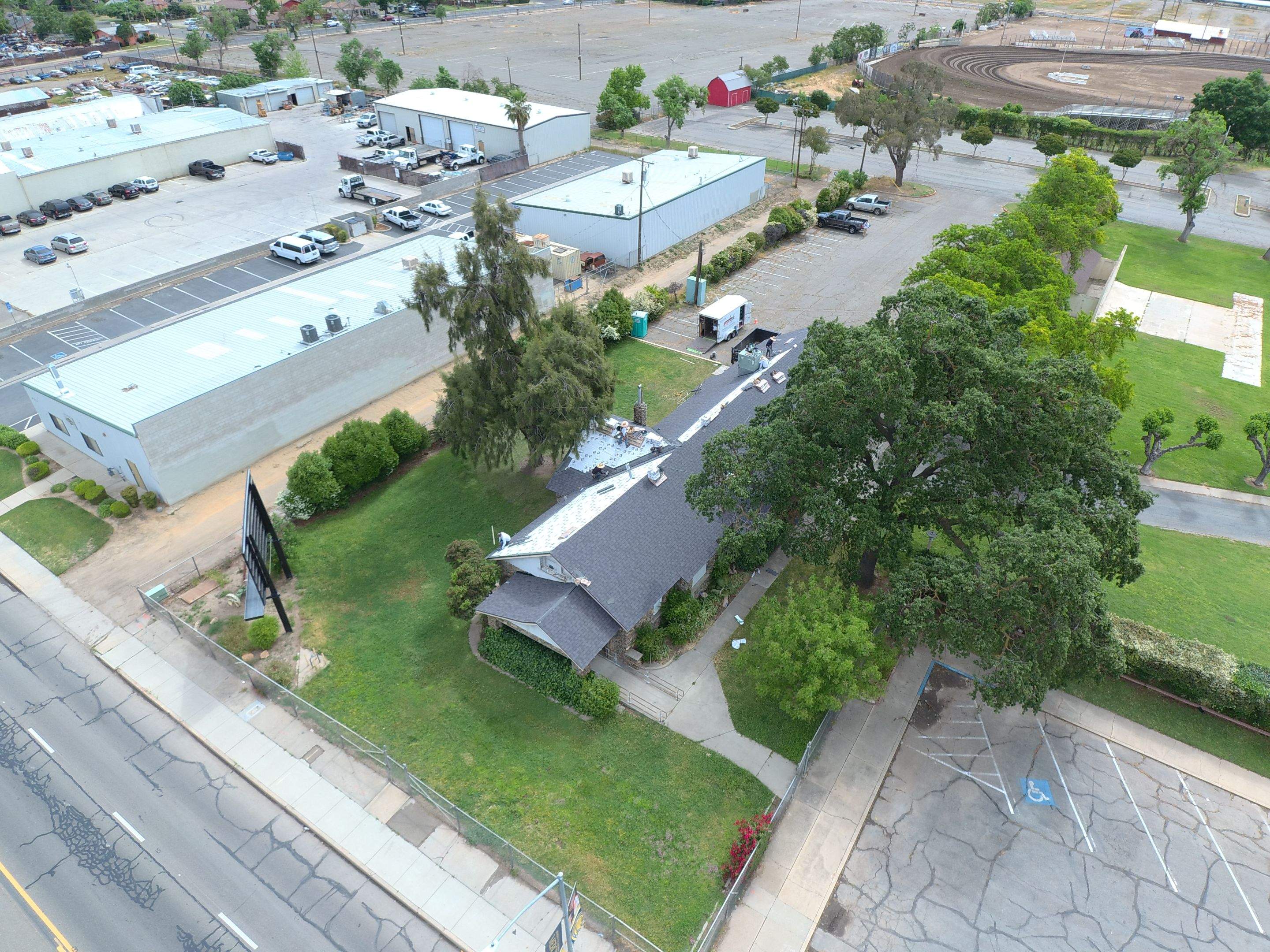 Certainteed Landmark Solaris shingle job at Merced Fairgrounds by Straight Edge Roofing Inc