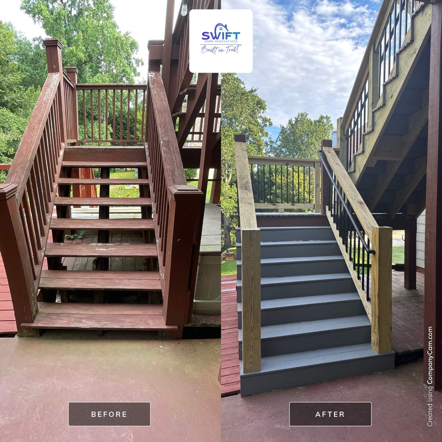 Multi-Level Composite Deck and Staircase Installation in Stonecrest by Swift Home Renovations