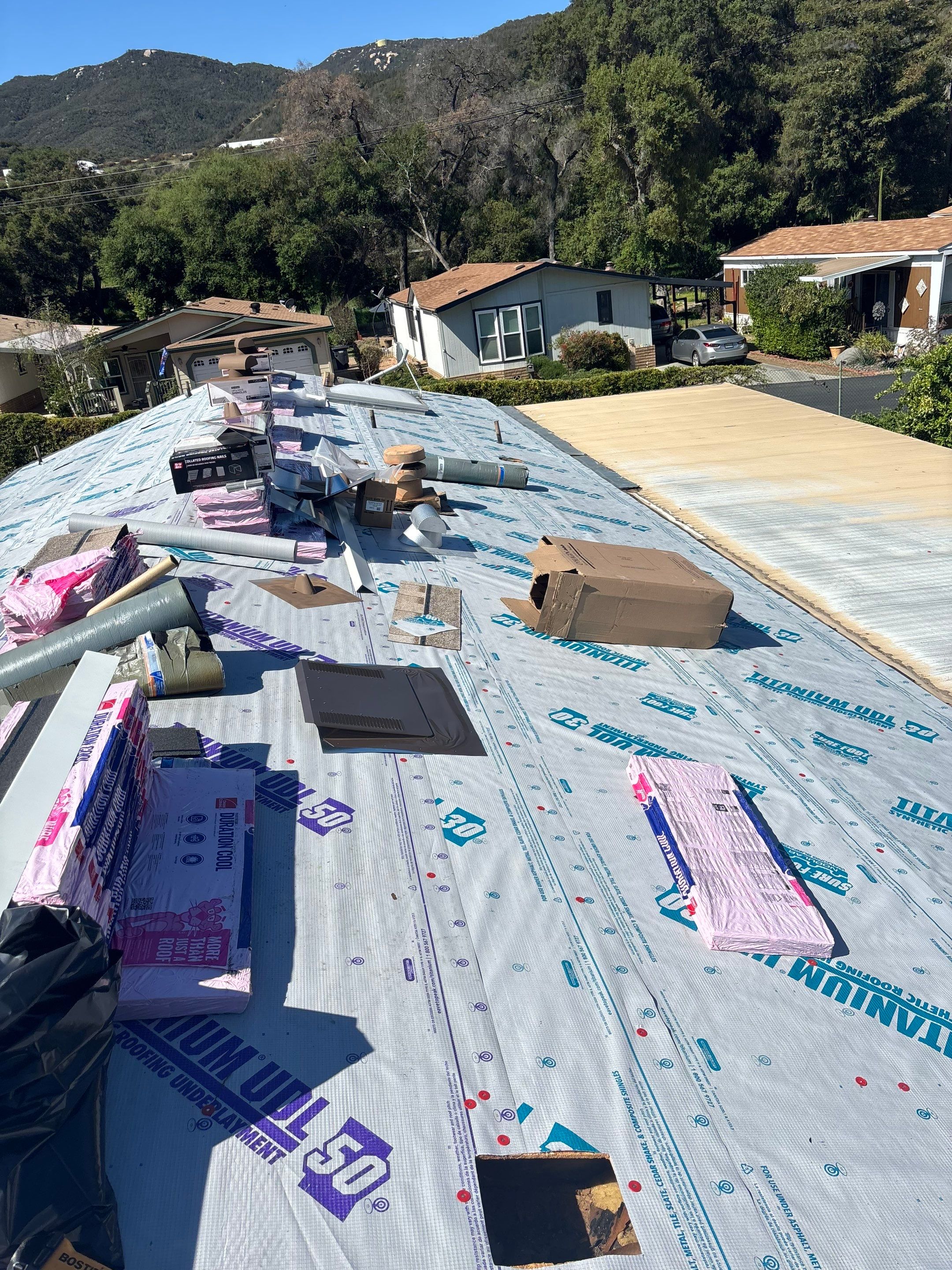Escondido Mobile Home Shingle Roof Replacement with Owens Corning Duration Cool Amber by Zenith Roofing Services