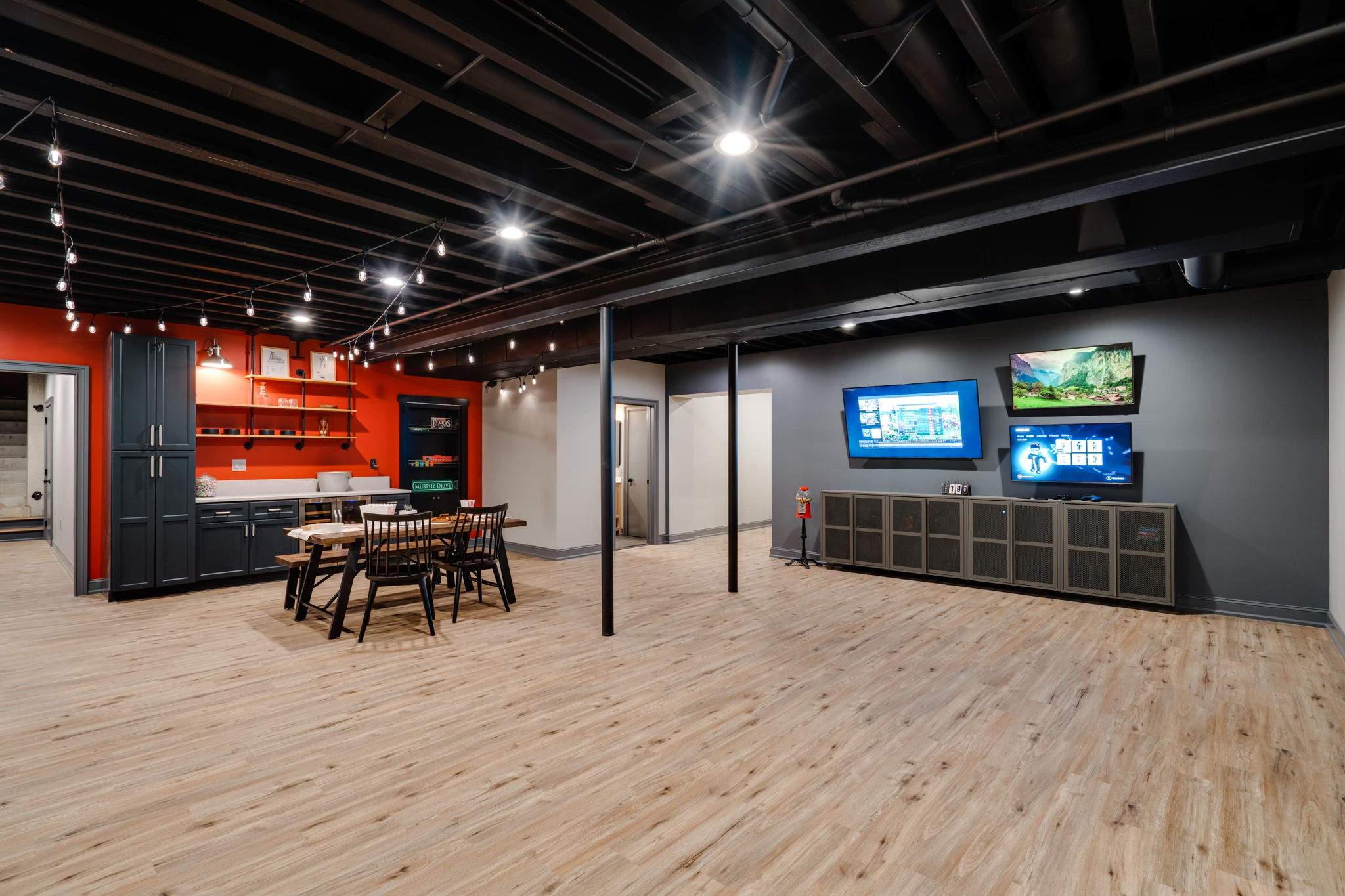 Basement Remodel using Open Ceiling at the Murphy's by MCL Carpentry and Construction