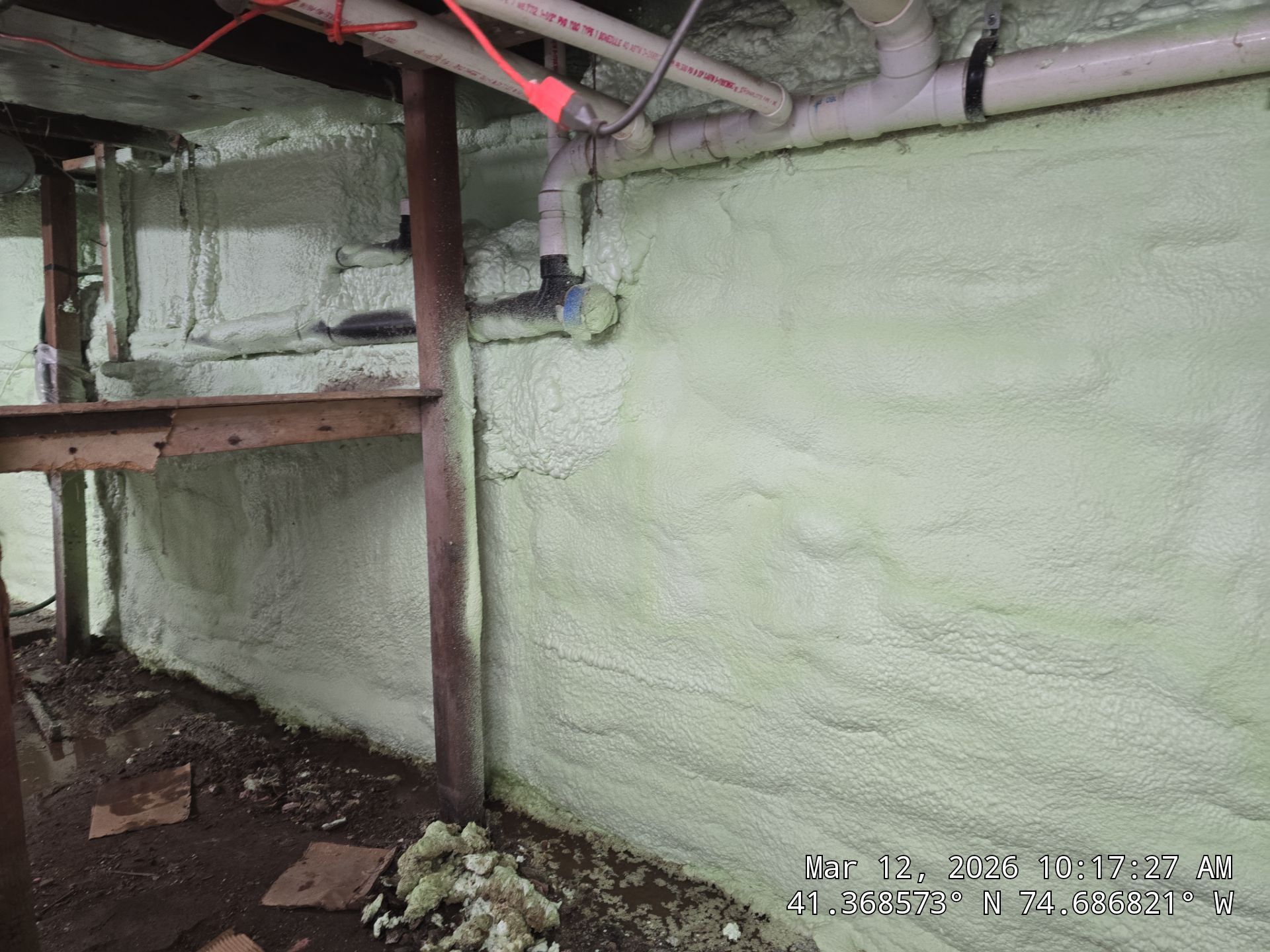 Basement Exterior Walls using Closed Cell Spray Foam by NYS Foam & Energy