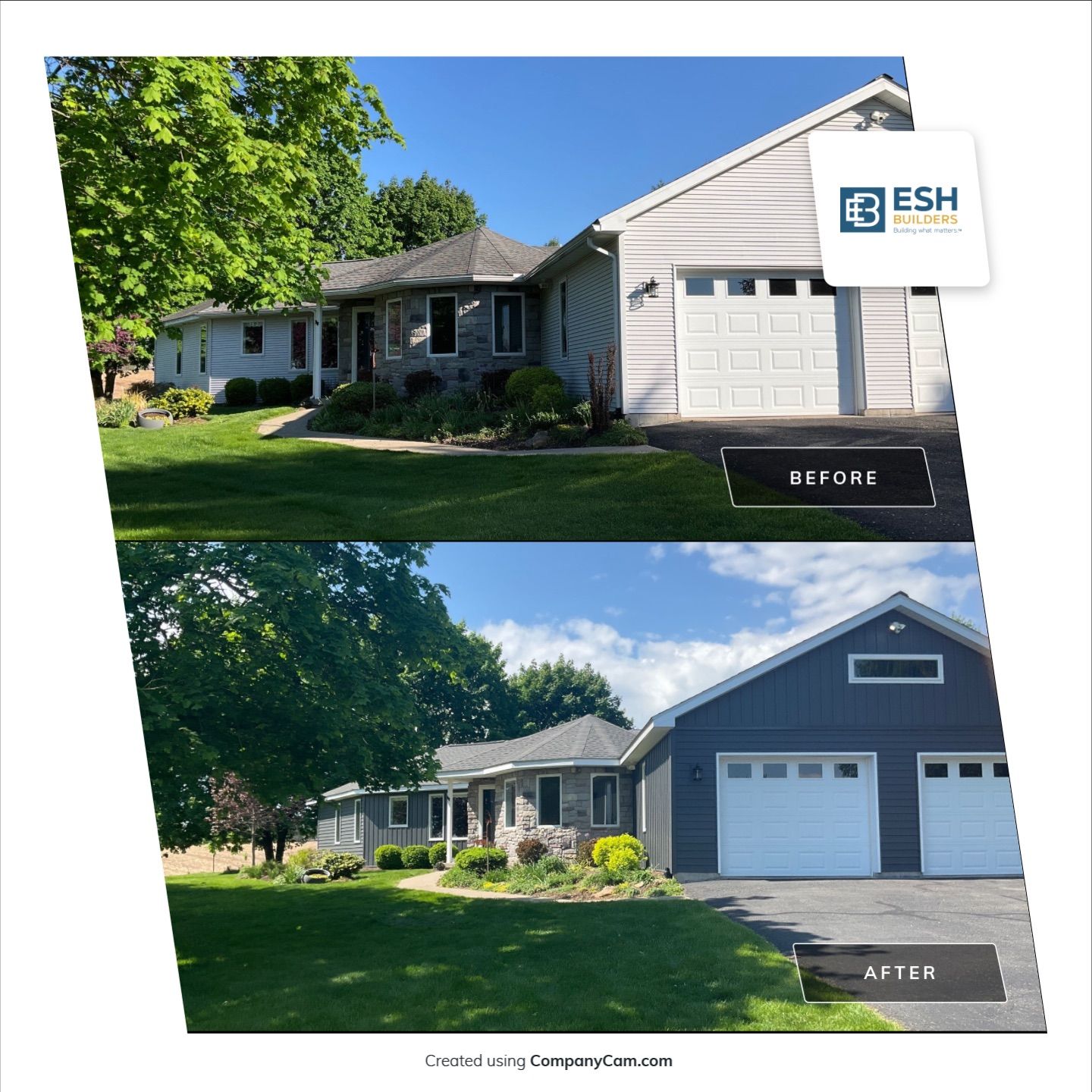 Nightfall Exterior Siding Replacement and Stone Veneer in Halifax by Esh Builders