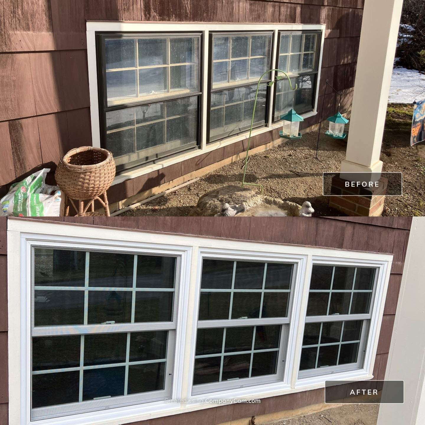 Triple Window Installation with Clean, Balanced Design by DiGiorgi Roofing and Siding Inc