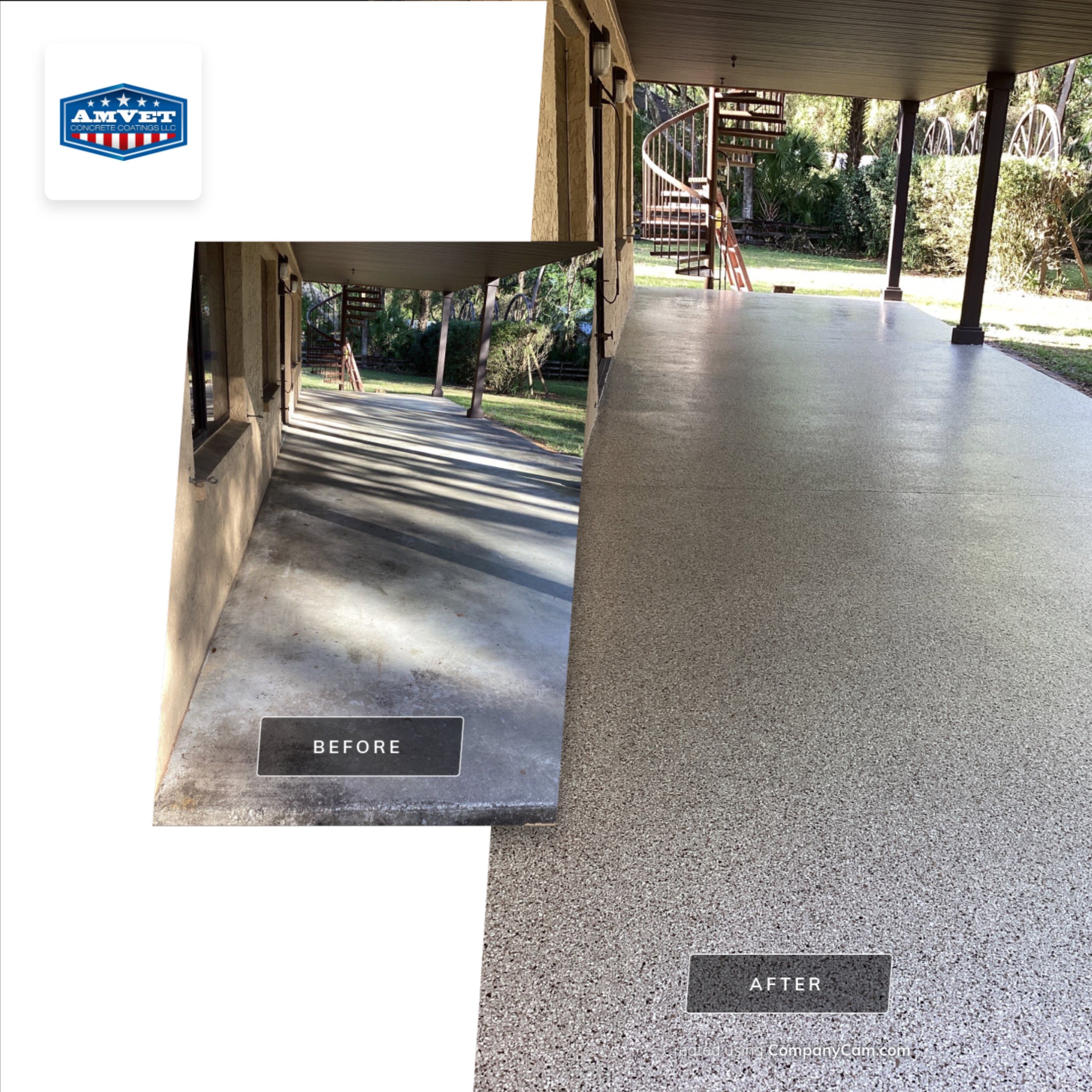 Patio using Pebble Beach by Amvet concrete coatings llc